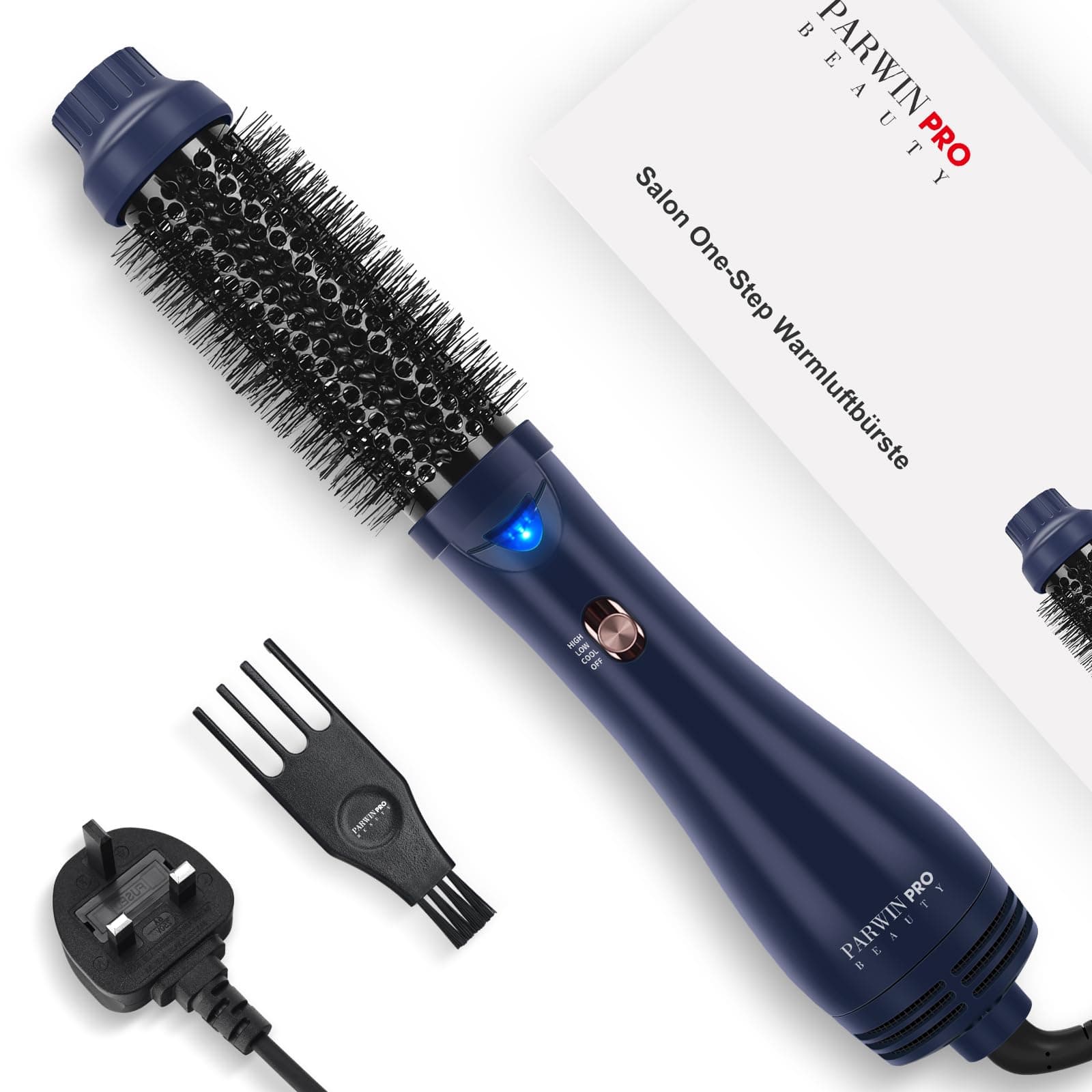 One-Step Hair Dryer Brush, Blow Dry Hair Brush, 4 in 1 Hot Brushes for Hair Styling, Drying, Volumizing, Straighten, Negative Ion Care Hot Air Brush, 1000W, Prussian Blue