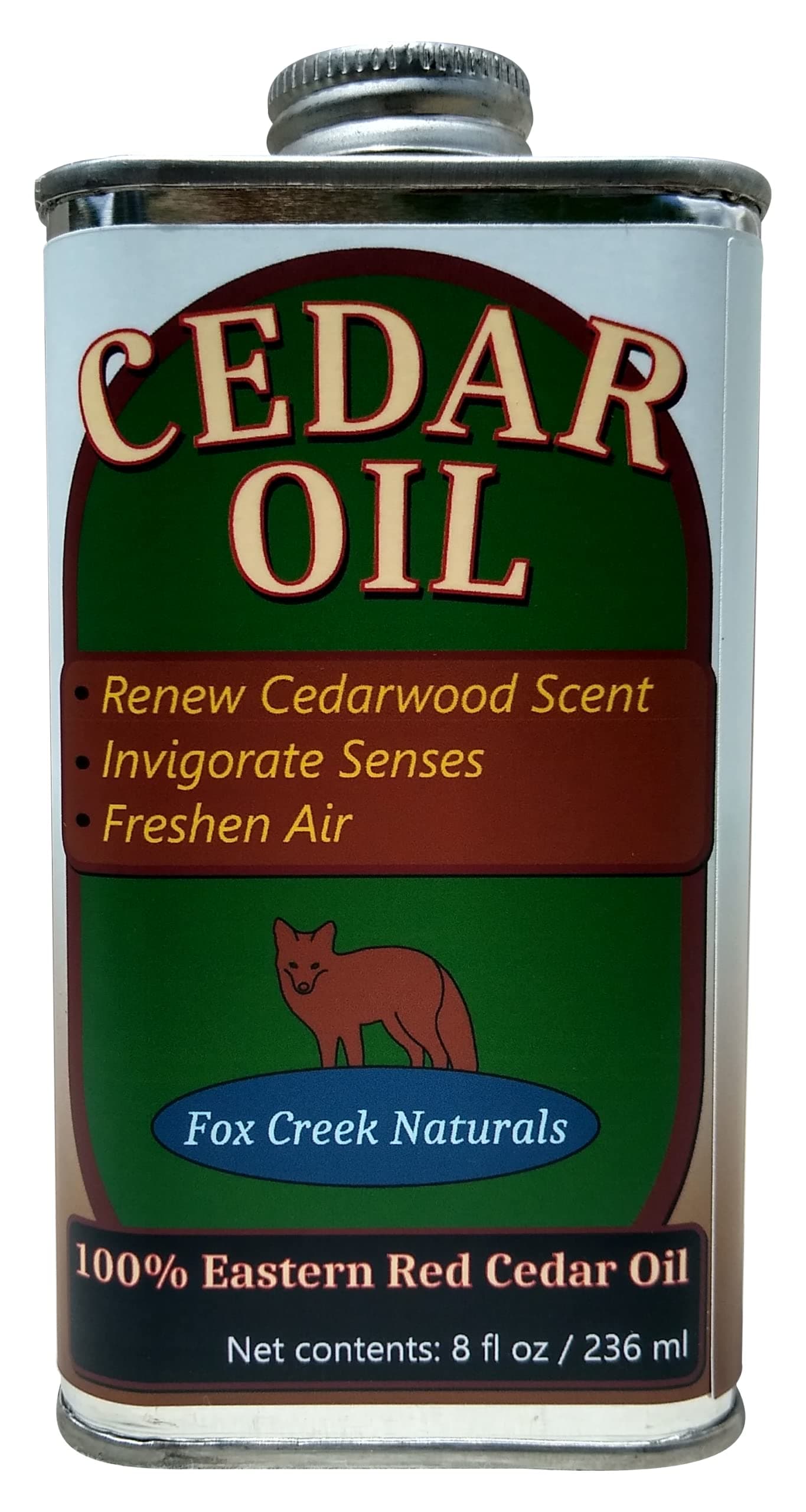 8oz Cedar Oil Can - Essential Eastern Red Cedar Wood (Juniperus Virginiana) Oil - Fox Creek Cedar Oil