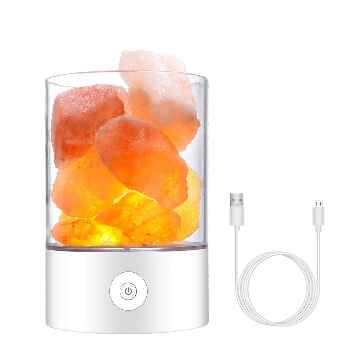 Himalayan Salt Lamp, Wisteke Natural Crystal Rock 7 Colors Salt Light, with Basin Design and Touch Brightness Dimmable Control Function, 780 gram, LED Bulbs (White)