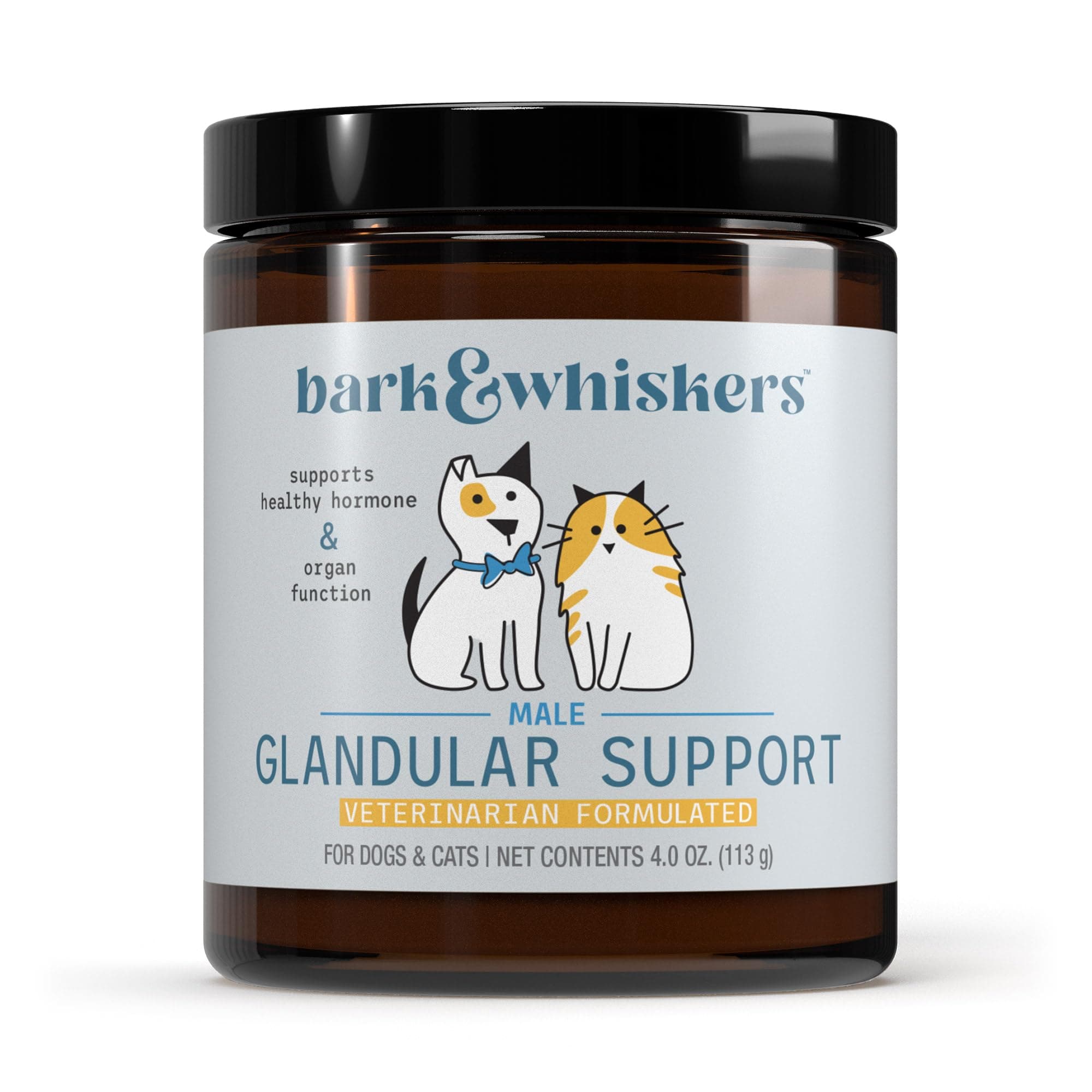 Bark & Whiskers Male Glandular Support, 4 Oz. (113 g), 75 Scoops, Supports Healthy Hormone and Organ Function, Veterinarian Formulated, Non-GMO, Dr. Mercola