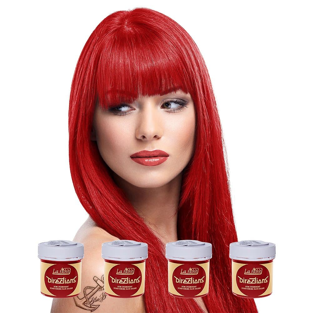 4 x La Riche Directions Semi-Perm Hair Colour Pillarbox Red (ALL COLOURS Avail) 4x 88ml