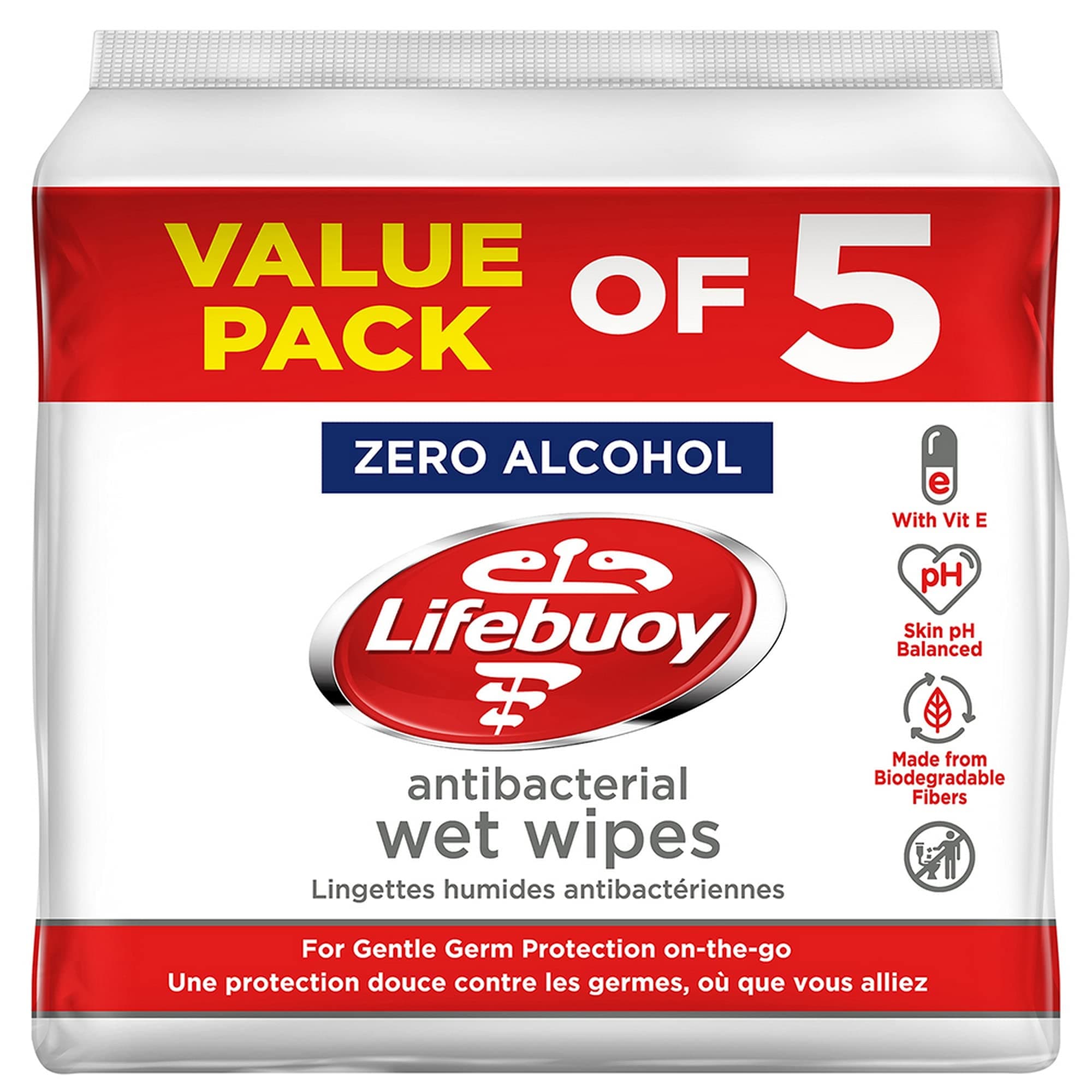 Lifebuoy Antibacterial Wet Wipes 10s - Pack of 5