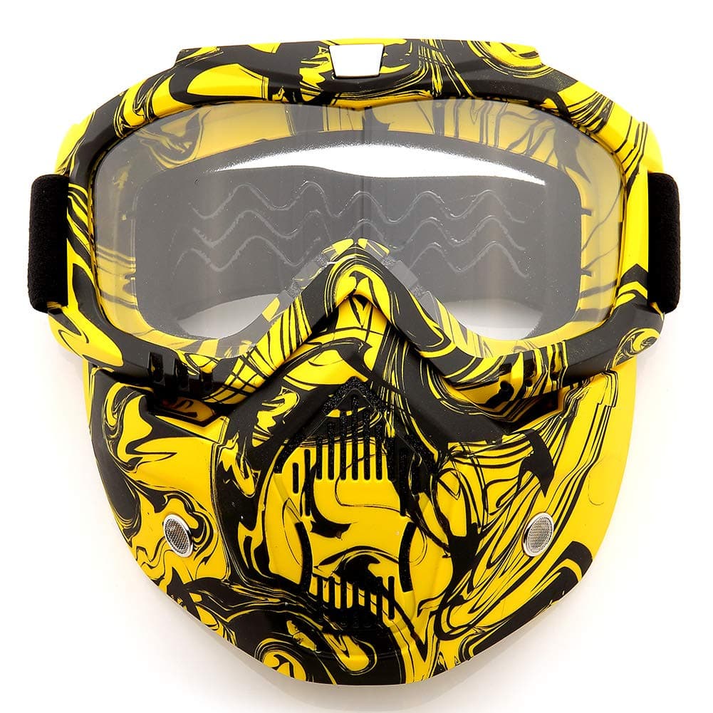 SPOSUNEMotorcycle Goggles Paintball Mask, Detachable Face Mask ATV Goggles, Dirt Bike Goggles Safety Ggoggles for Men Women