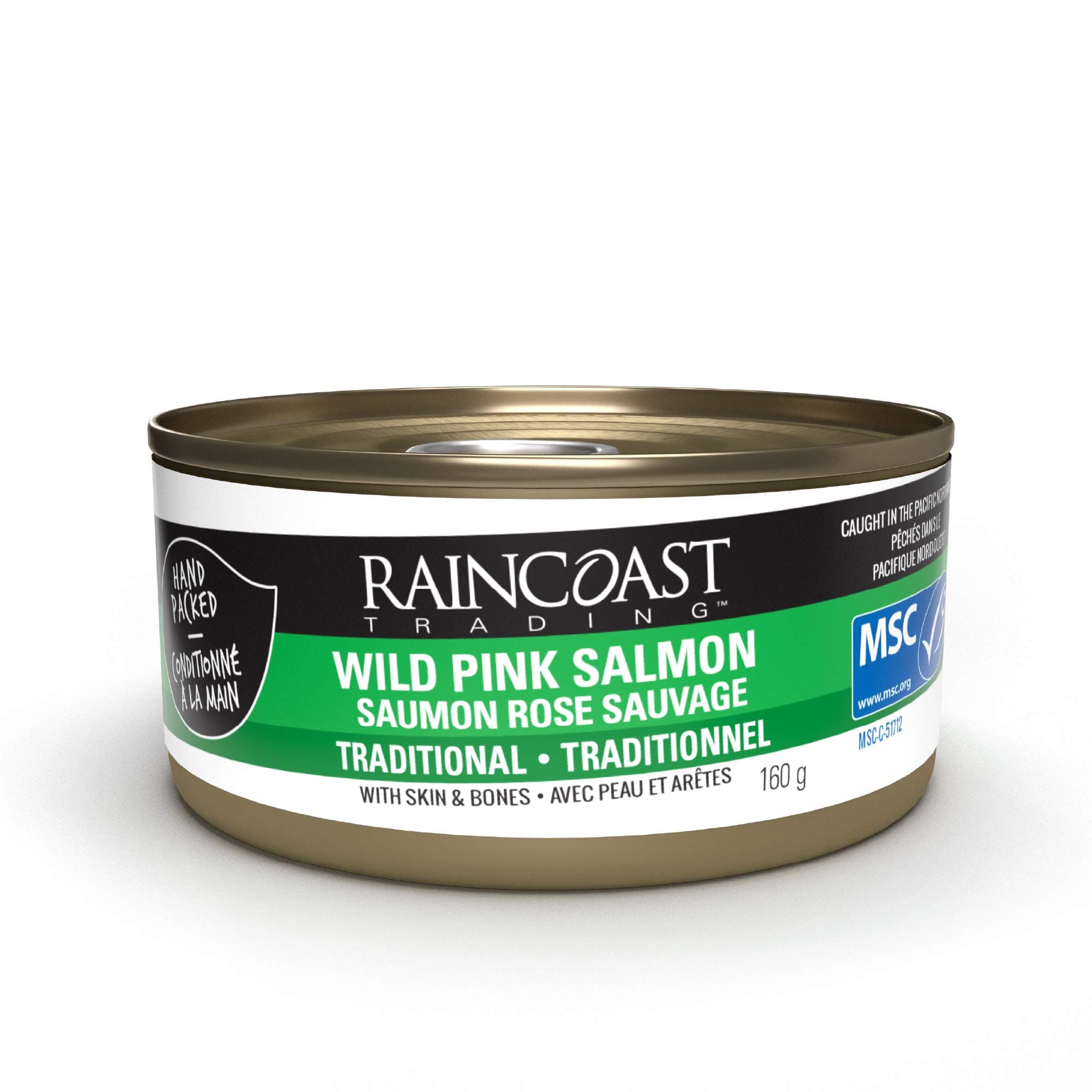 Raincoast Trading Canned Wild Pink Salmon Traditional Contains Skin and Bones Wild Caught Pacific Northwest Certified Sustainable Made in Canada High Protein Keto Friendly - Case of 12 5.6oz Cans