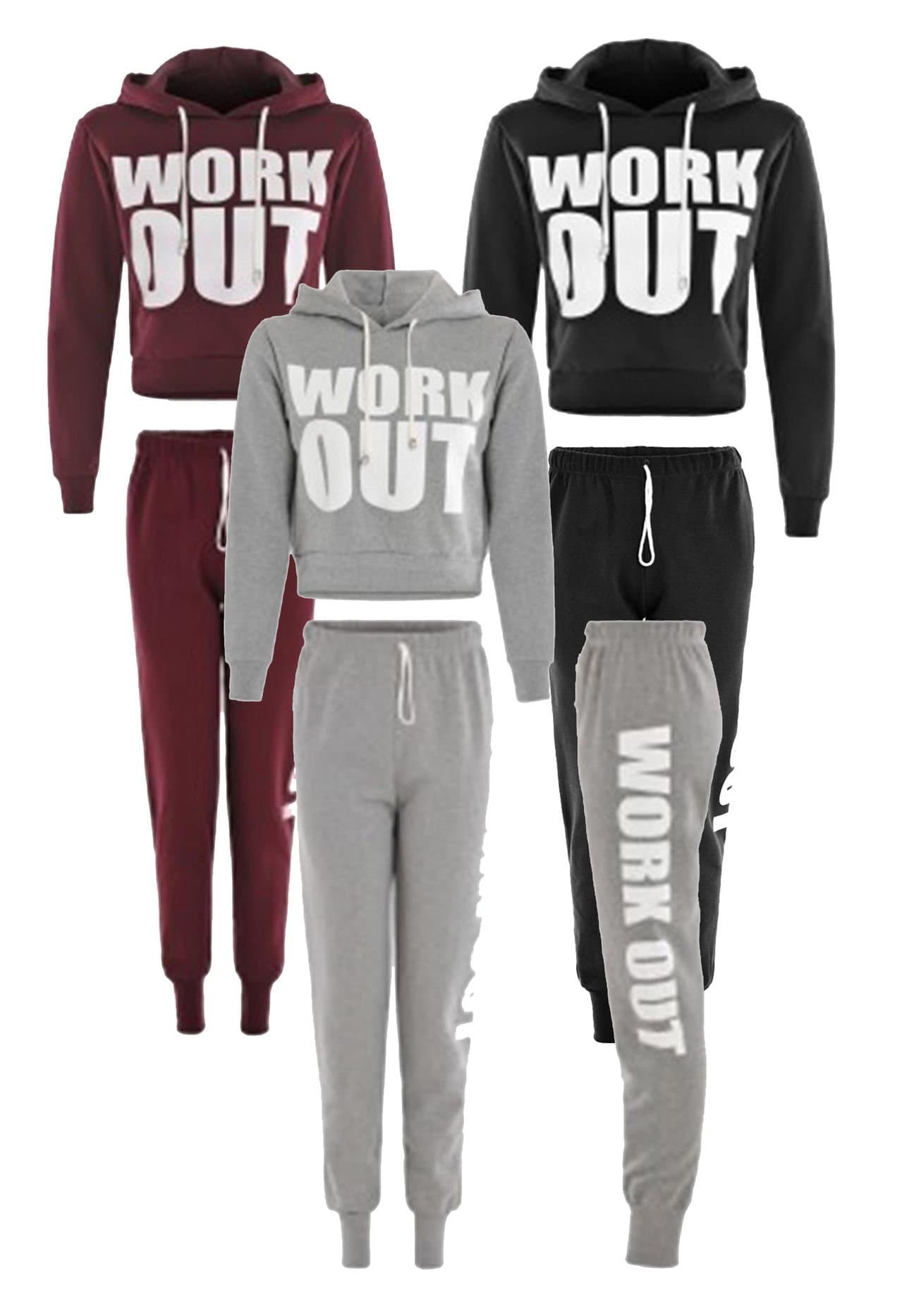 Top Fashion's Ladies Brooklyn 76 Work Out Cropped Hoody Sweatshirt Top and Joggers Pants Set size 6-12