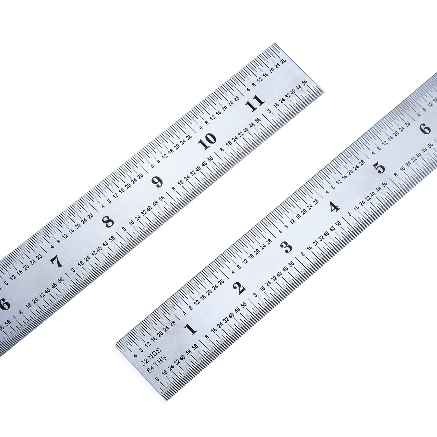 eBoot 2 Pack Stainless Steel Ruler Machinist Engineer Ruler, Metric Ruler with Markings 1/8, 1/16, 1/32, 1/64 Inch for Engineering, School, Office, Architect, and Drawing (12 Inch)