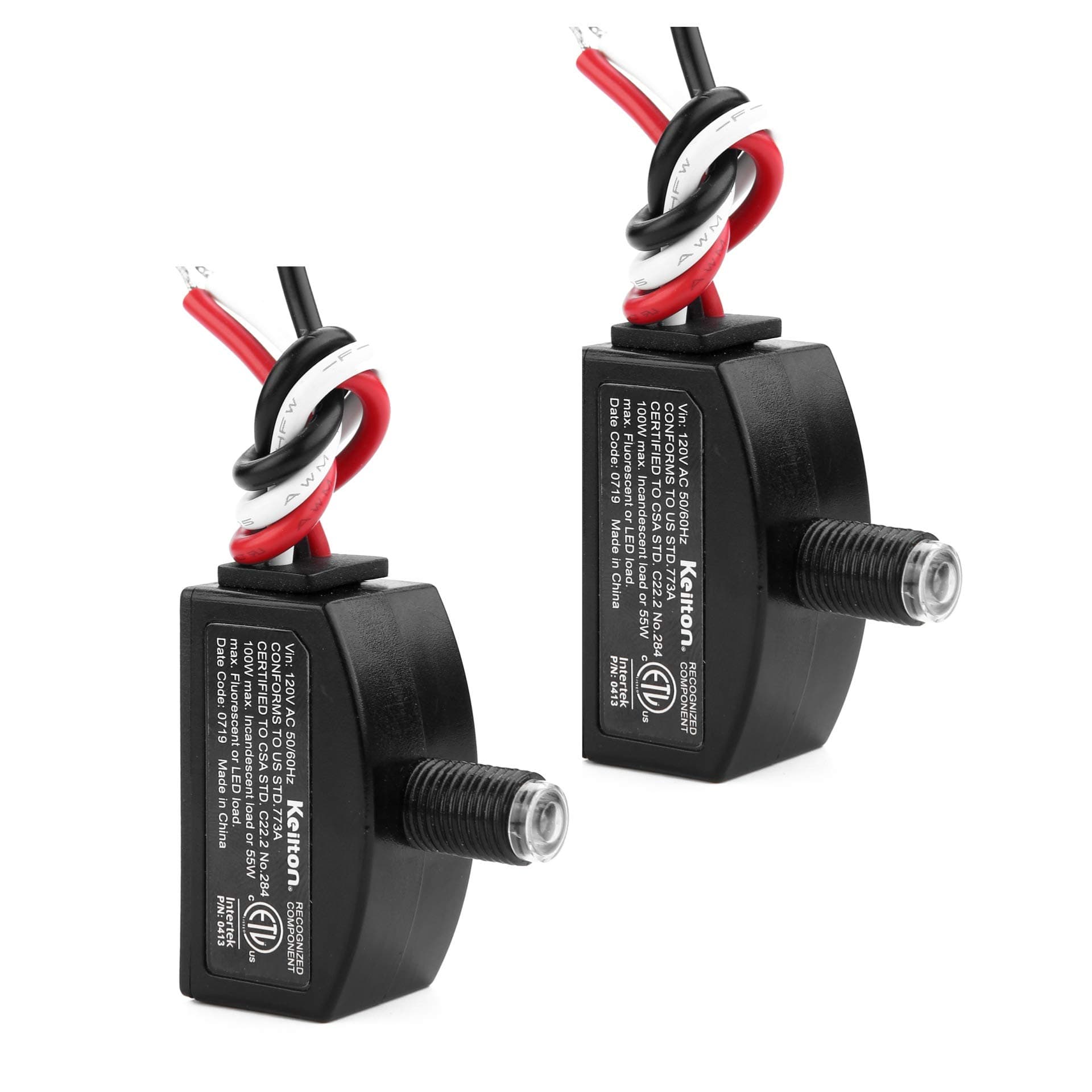 120V AC Dusk to Dawn Photocell Light Sensor, Outdoor Hard-Wired Post Eye Light Control with Photoelectric Switch, Auto On/Off, ETL Listed, 2 Pack