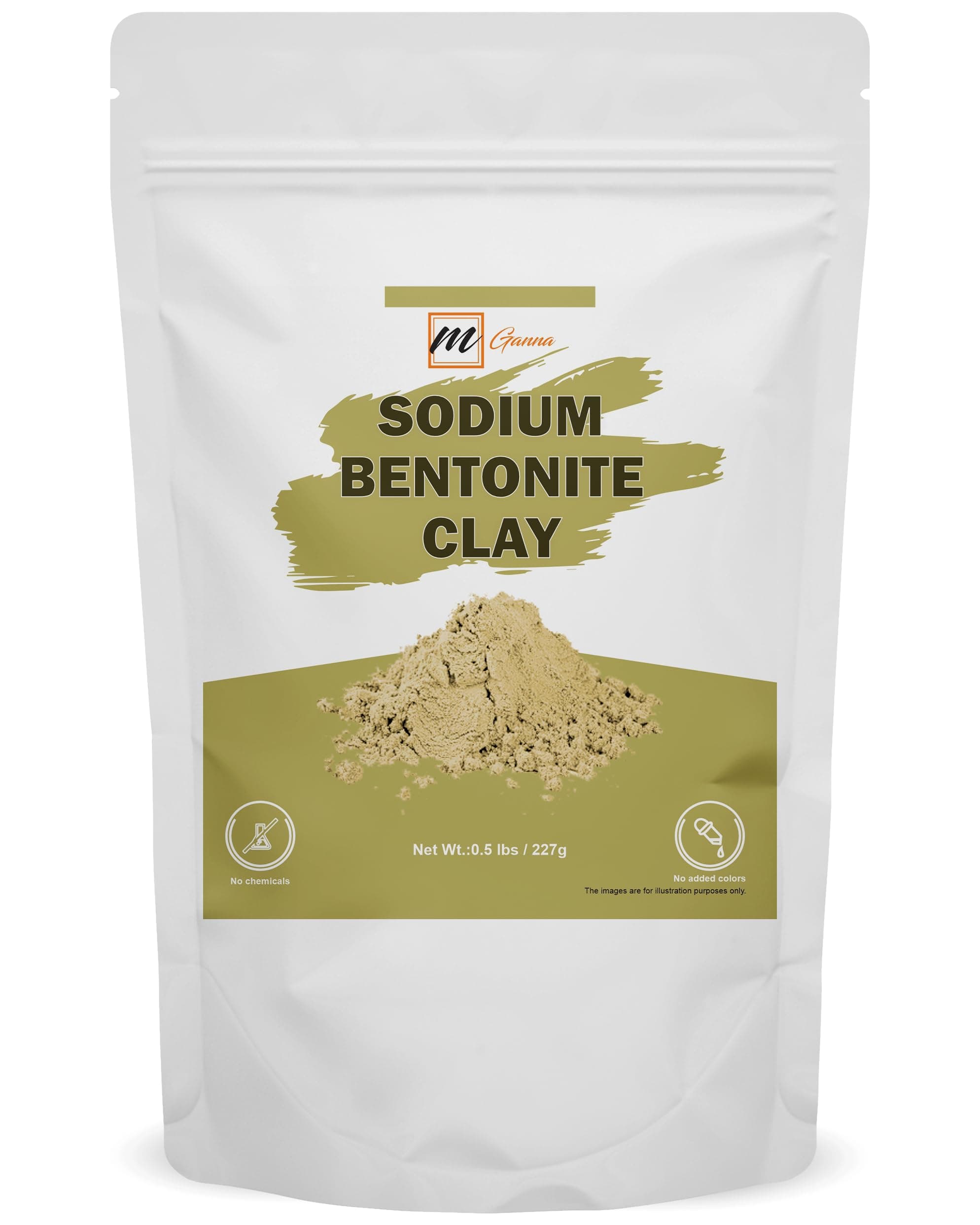 100% Natural Sodium Bentonite Clay Powder (Food Grade) for Body Detox, Facial Masks, Creams, Body Wraps, Skin Tightening, and Soap Making 0.5 LBS / 227 GMS