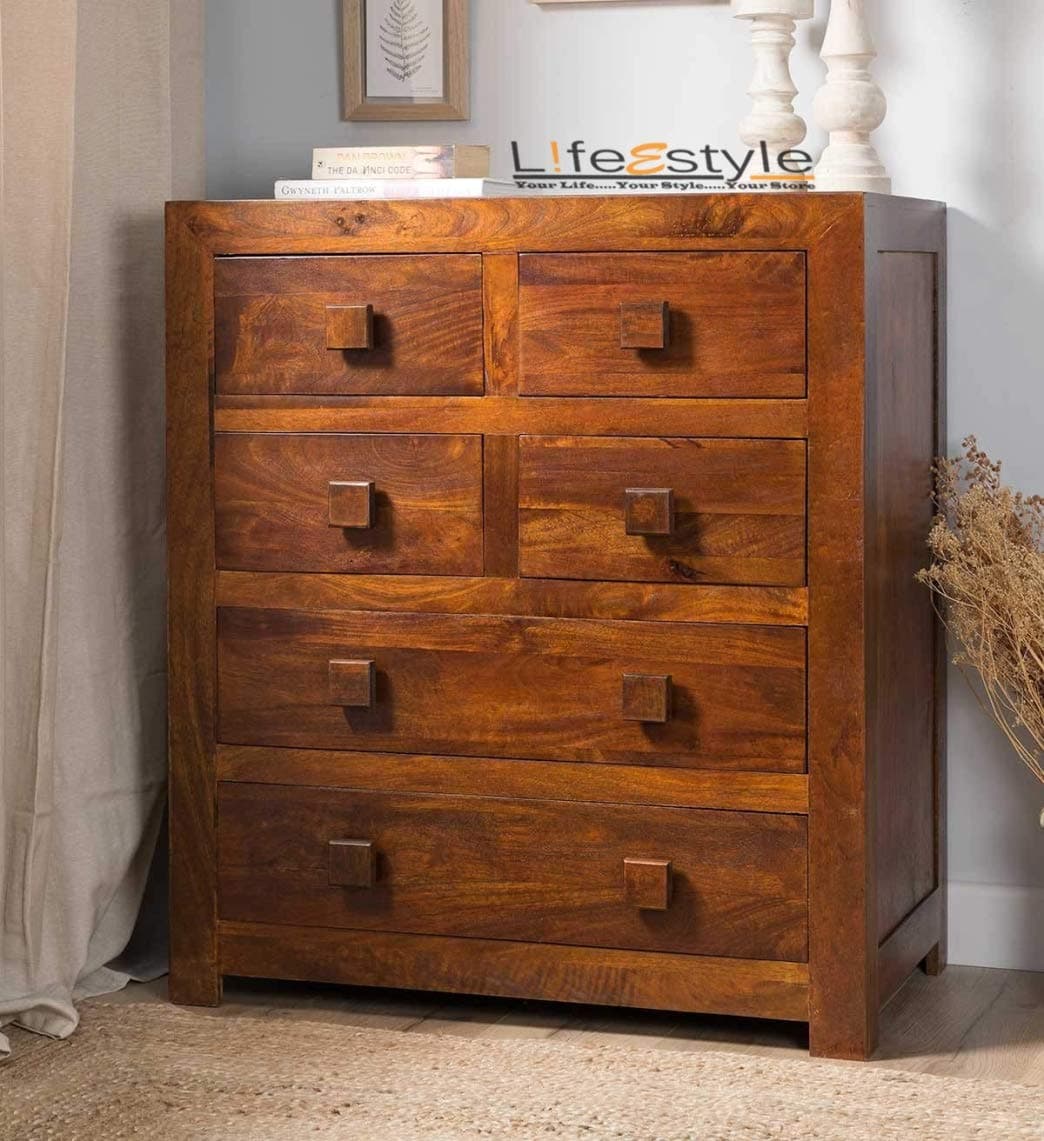 LifeEstyle SheeSham Wood Chest of 6 Drawers (Standard Size, Brown)