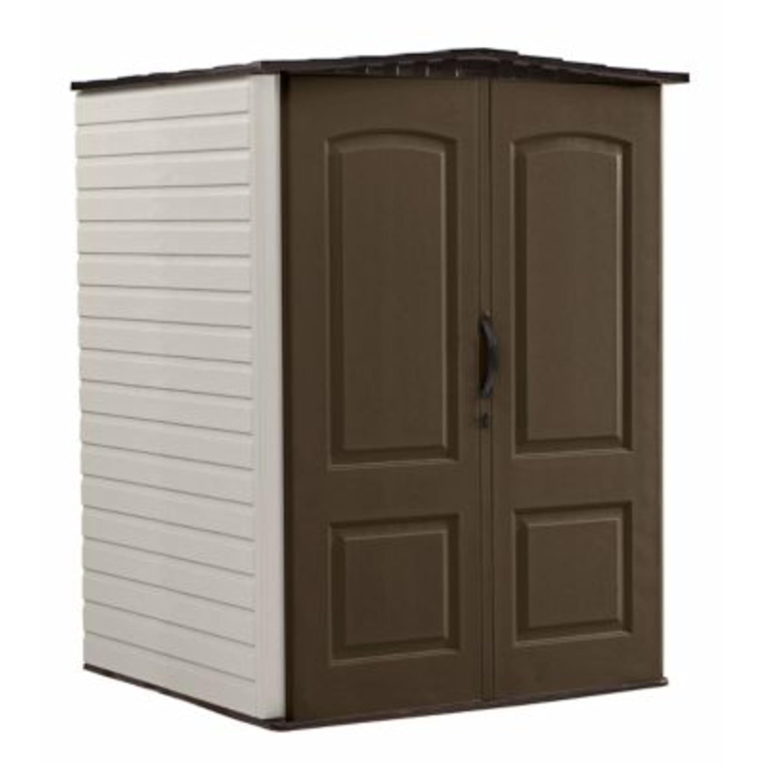 Medium Vertical Resin Outdoor Storage Shed With Floor (5 x 4 Ft), Weather Resistant, Brown, Organization for Home/Backyard/Pool/Garden/Lawn Tools