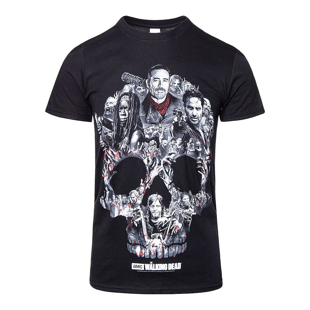 The Walking Dead Official T Shirt Zombies Negan Montage Skull L Black