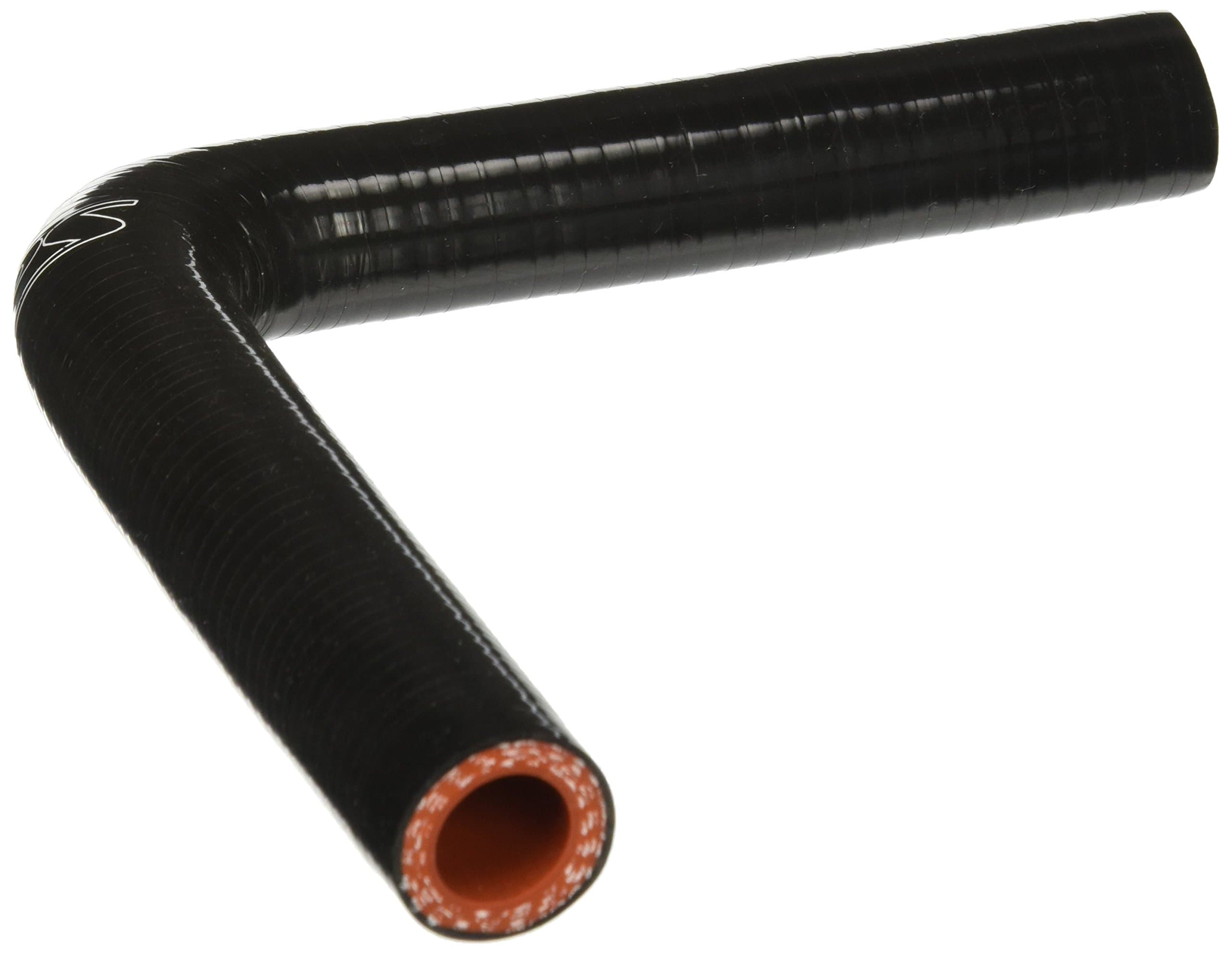 HPS HTSER90-050-062-BLK Silicone High Temperature 4-ply Reinforced 90 degree Elbow Reducer Coupler Hose, 100 PSI Maximum Pressure, 4" Leg Length on each side, 1/2" > 5/8" ID, Black