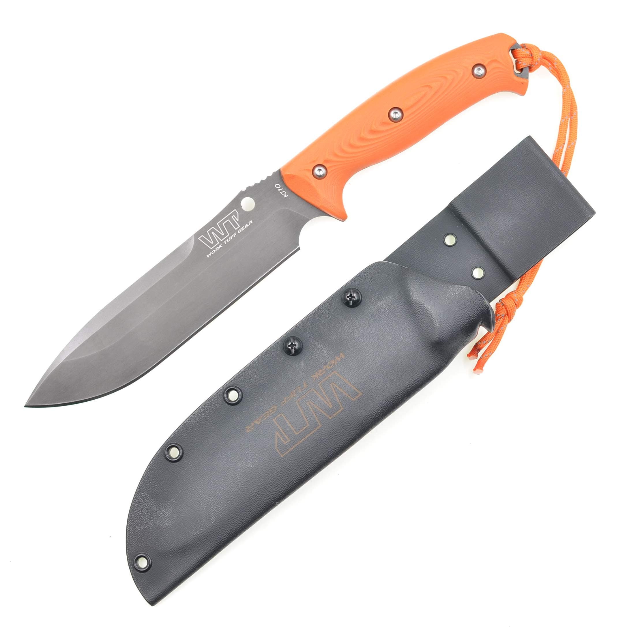 Work Tuff Gear- Elbrus 6.7 inch Full Tang Spear Point Fixed Blade Survival Knife-Bohler K110 (D2) Stainless Steel Blade/Custom Kydex Sheath Holster-ORG G10 Handle …