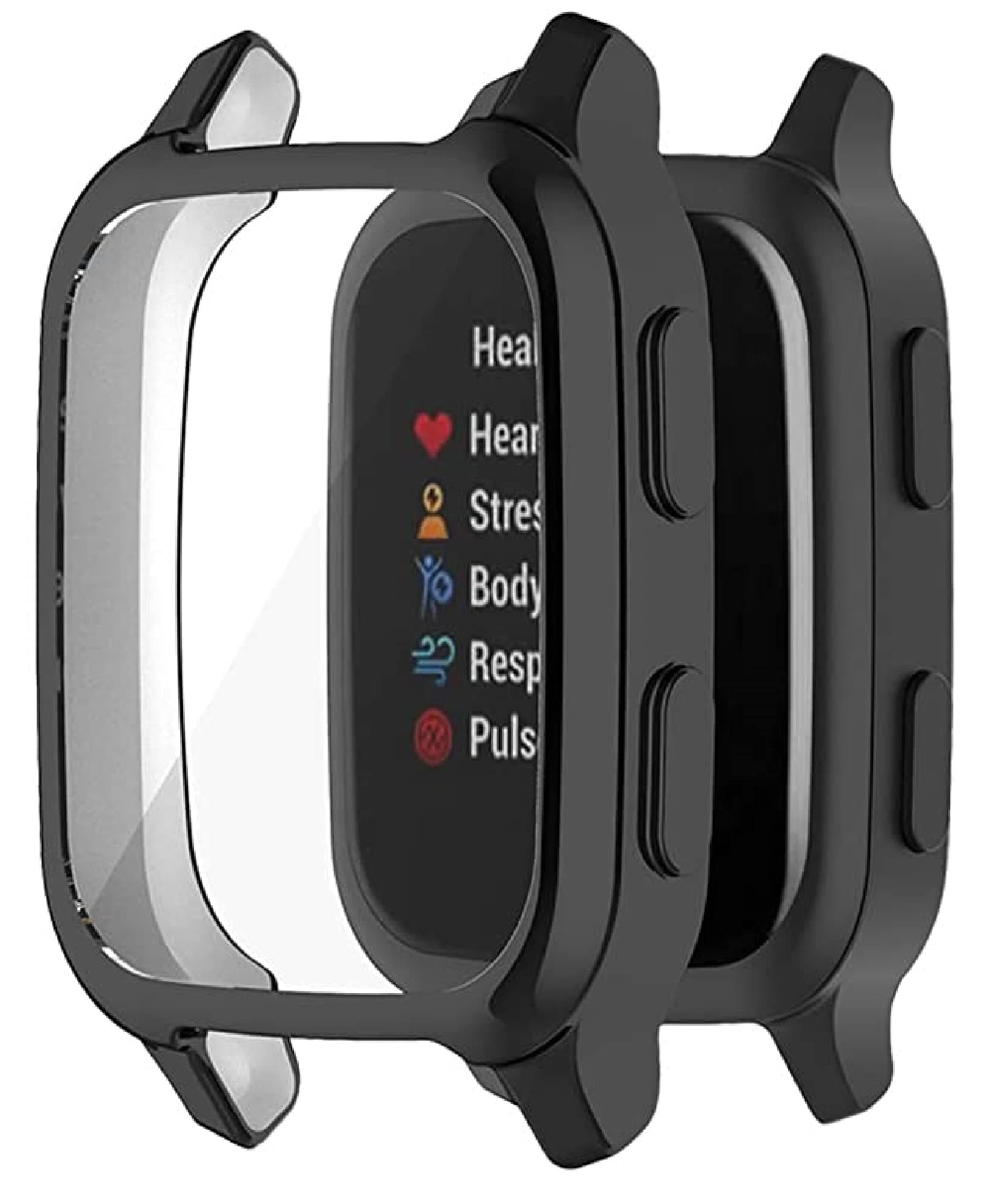 Soft TPU Front Protection Case Cover for Garmin Venu Sq/Venu Sq Music (Flexible|Silicone|Black)