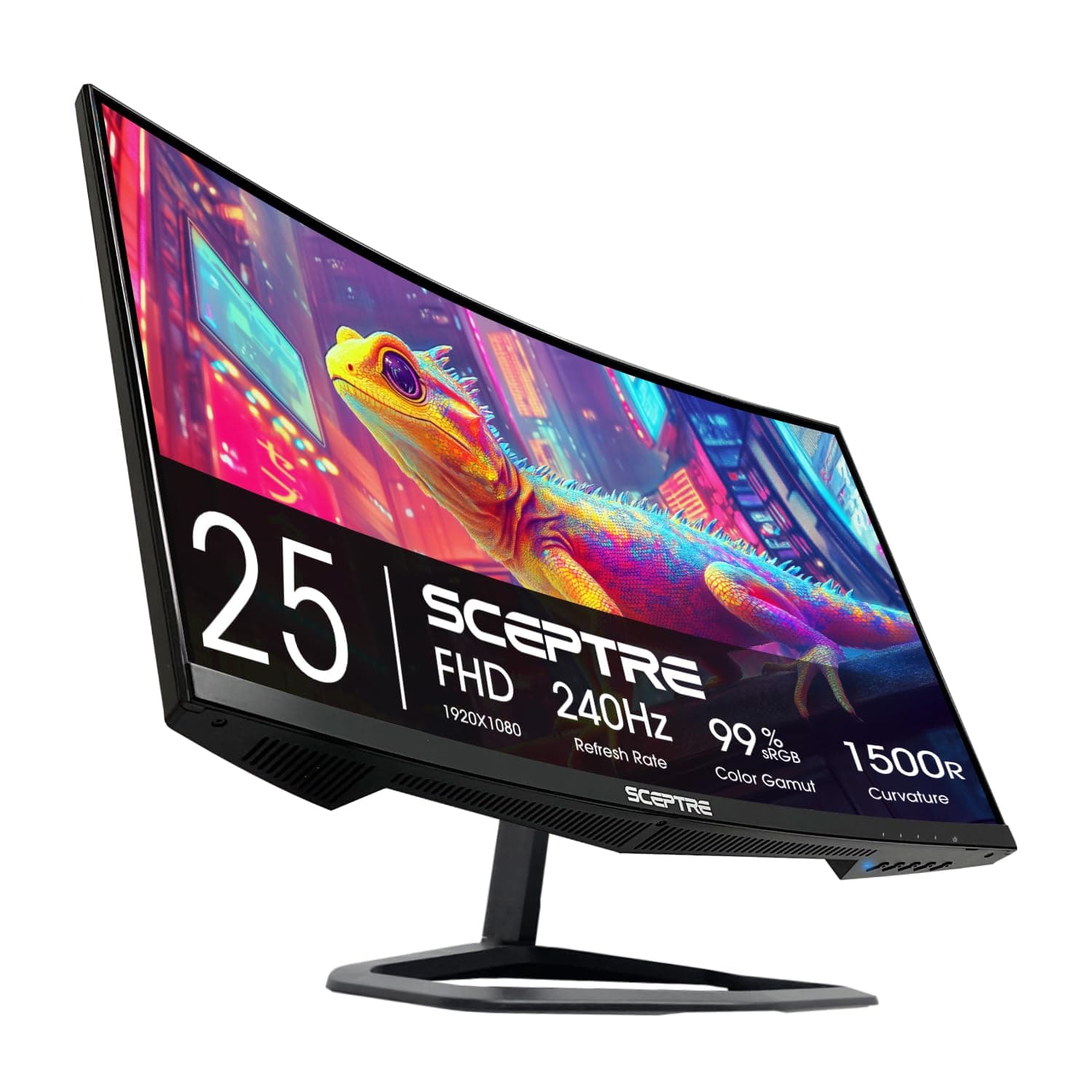 Sceptre Curved 24.5-inch Gaming Monitor up to 240Hz 1080p R1500 1ms DisplayPort x2 HDMI x2 Blue Light Shift Build-in Speakers, Machine Black 2023 (C255B-FWT240)