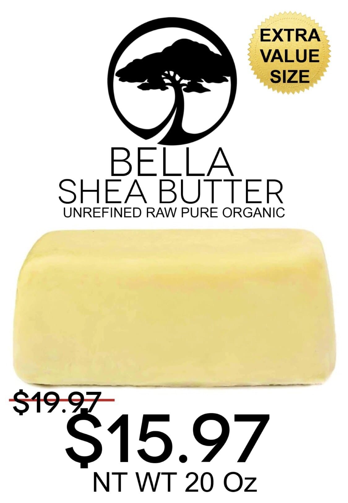 Unrefined Organic Shea Butter - Get 20 Oz for the Price of 16 Oz - Raw Shea Butter - Best Organic African Grade A - Certified Organic - YELLOW