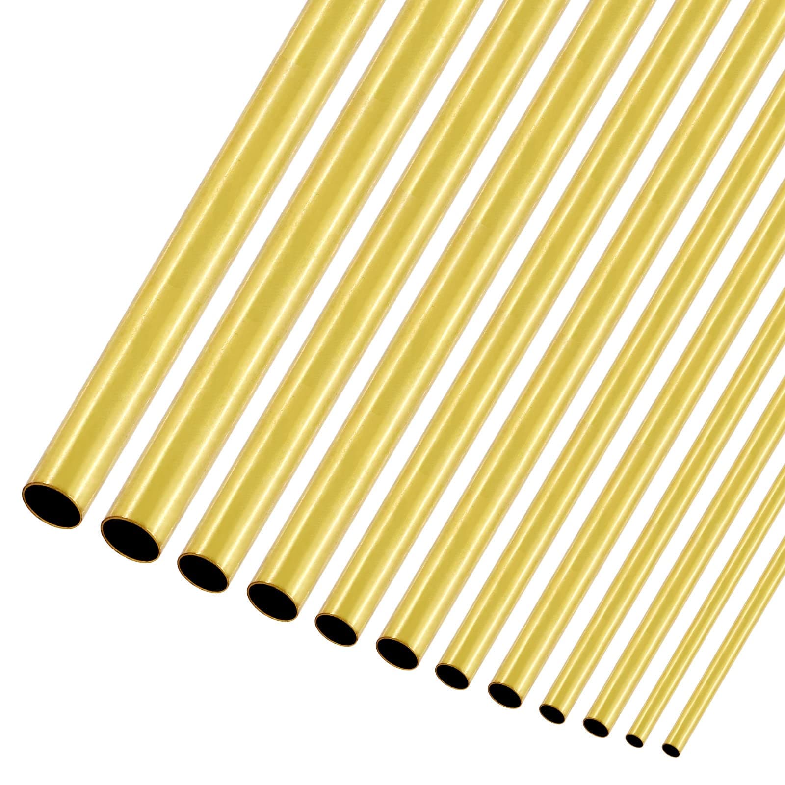 12 Pcs 6 Sizes Round Brass Tube Set 1mm 1.5mm 2mm 2.5mm 3mm 3.5mm OD x 0.2mm Wall Thickness 300mm Length Seamless High Strength Precision Straight Pipe Tubing for Hobby Model
