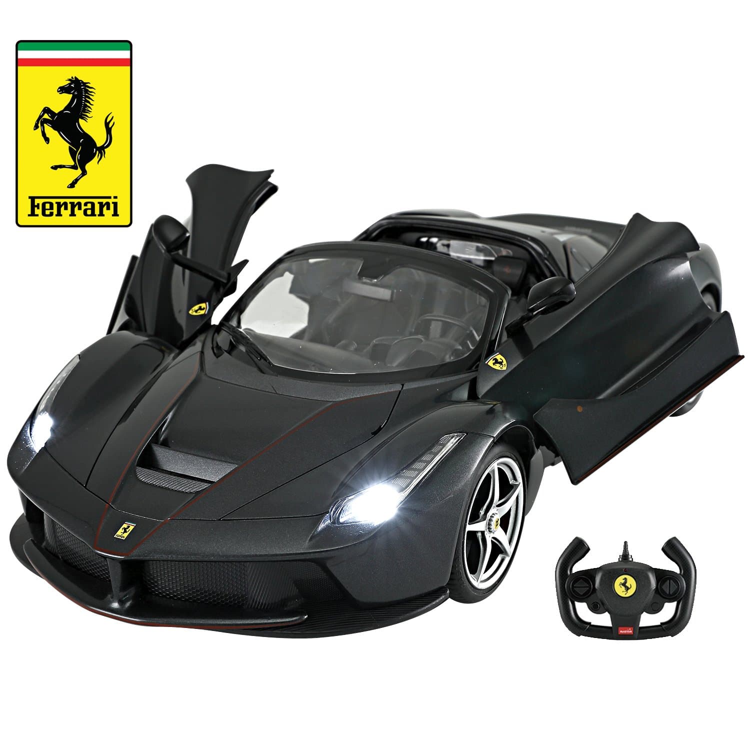 Licensed RC Car 1:14 Scale Ferrari LaFerrari Aperta with Drifting Function | Rastar Radio Remote Control 1/14 RTR Super Sports Car Model (Black)