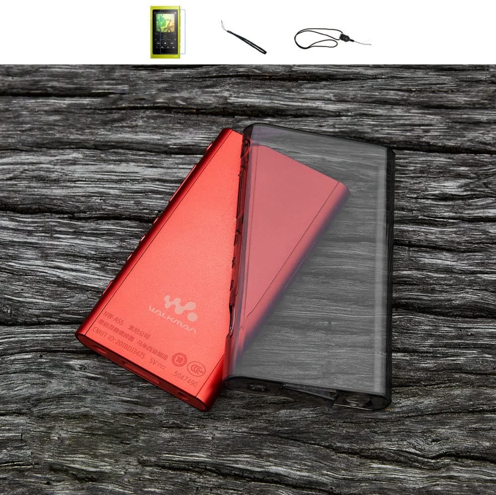 Soft Cover Crystal TPU Clear Case for Sony Walkman NW A55HN A56HN A57HN A50 A55 A56 A57 with Screen Protector and Strap (Clear)