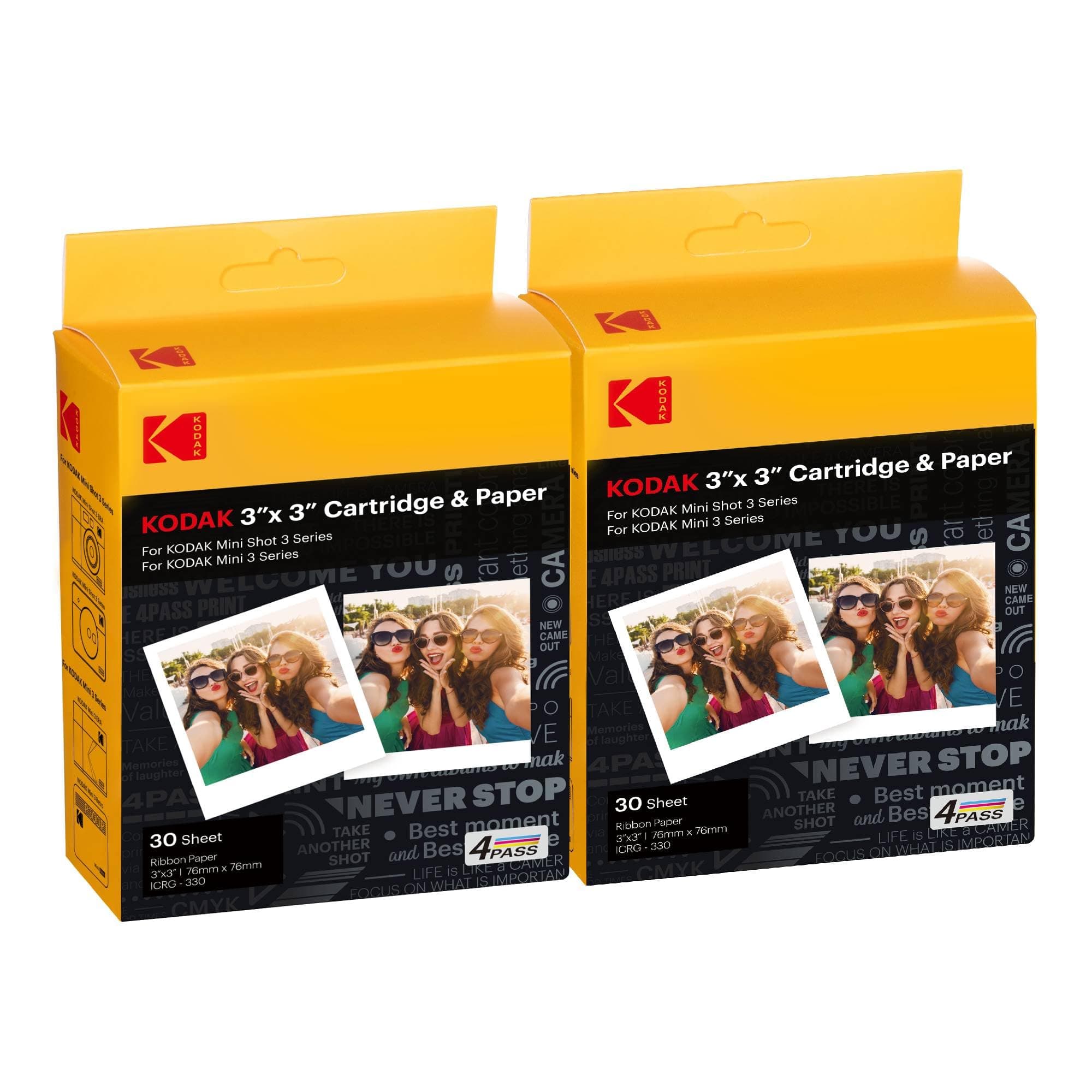 Kodak ICRG360 – Cartridge and Photo Paper for 60 Photos (7.6 x 7.6 cm) – Compatible with Kodak Mini Shot C300, C300R, MS300, P300R