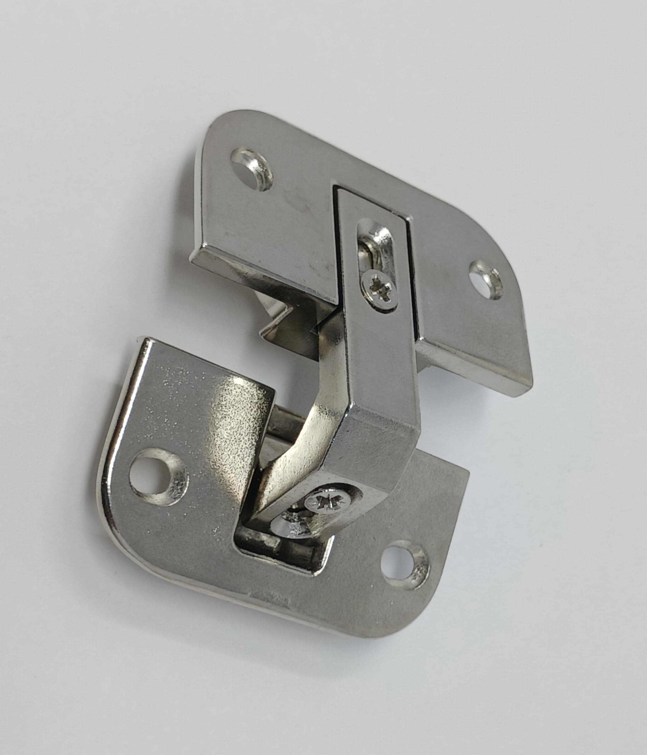 - Heavy Duty Adjustable Concealed Pie-Cut Corner Cabinet Door Hinge, Full Inset, Nickel-Plated, 78° Opening Angle