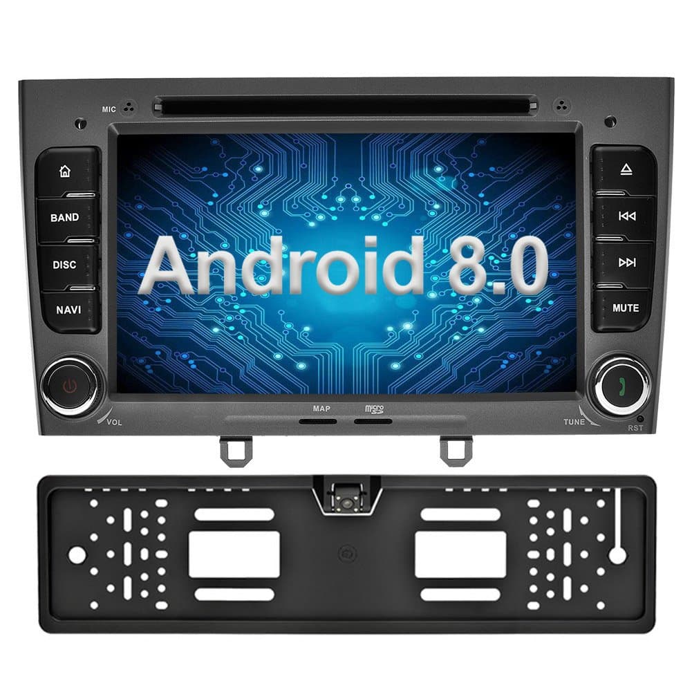 Ohok Android 8.0 Oreo Sat Nav for Peugeot 308 2008 2009 2010 Octa Core 4G+32G 7 Inch TouchScreen 2 Din Head Unit DVD Player Supports GPS Navigation Bluetooth WLAN Mirror Link DAB+ OBD2 SWC,Gray