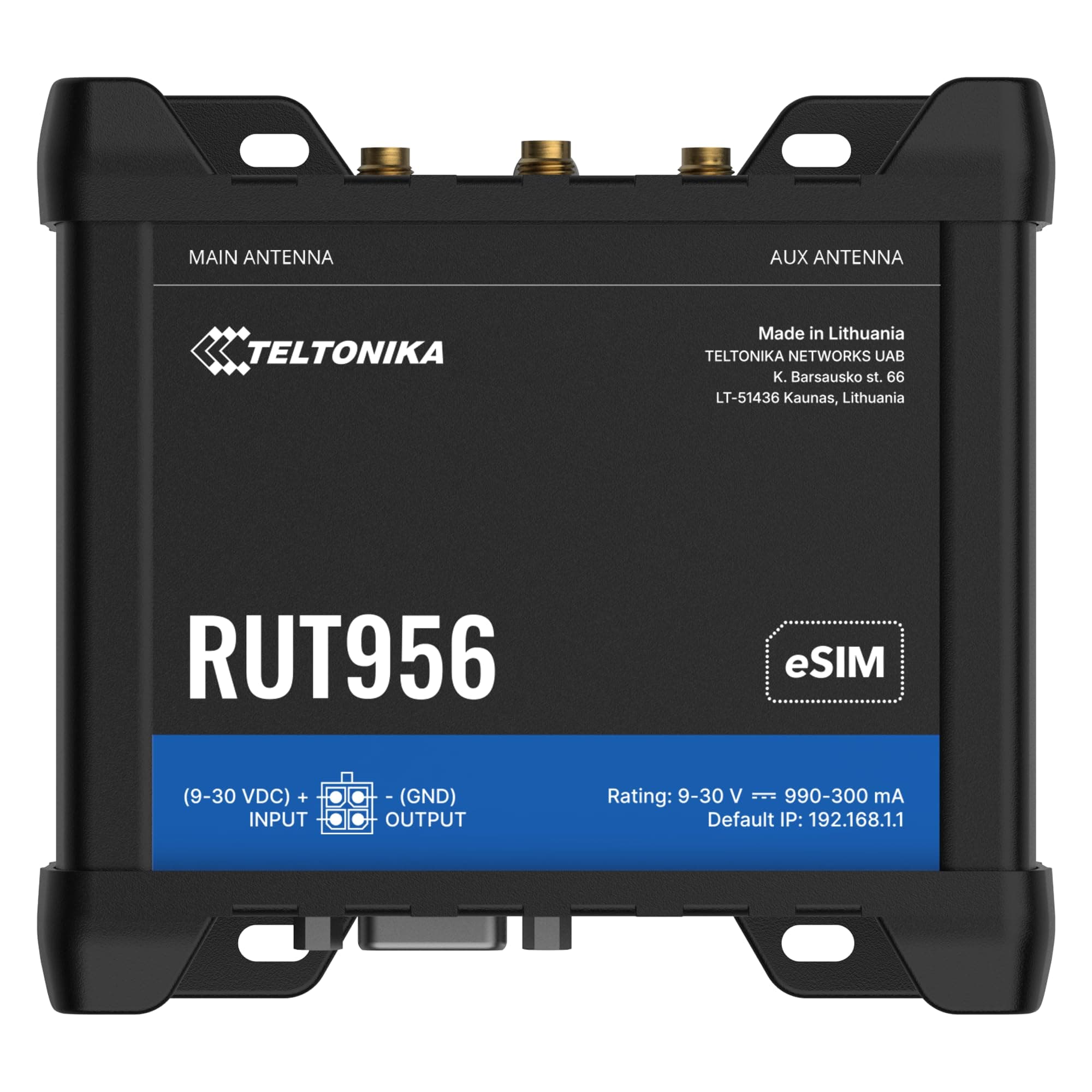 RUT956 4G LTE Industrial Router | Dual SIM with Auto Failover | GNSS | Ethernet & RS232/RS485 | Compatible with AT&T, Verizon & T-Mobile | RMS Remote Management