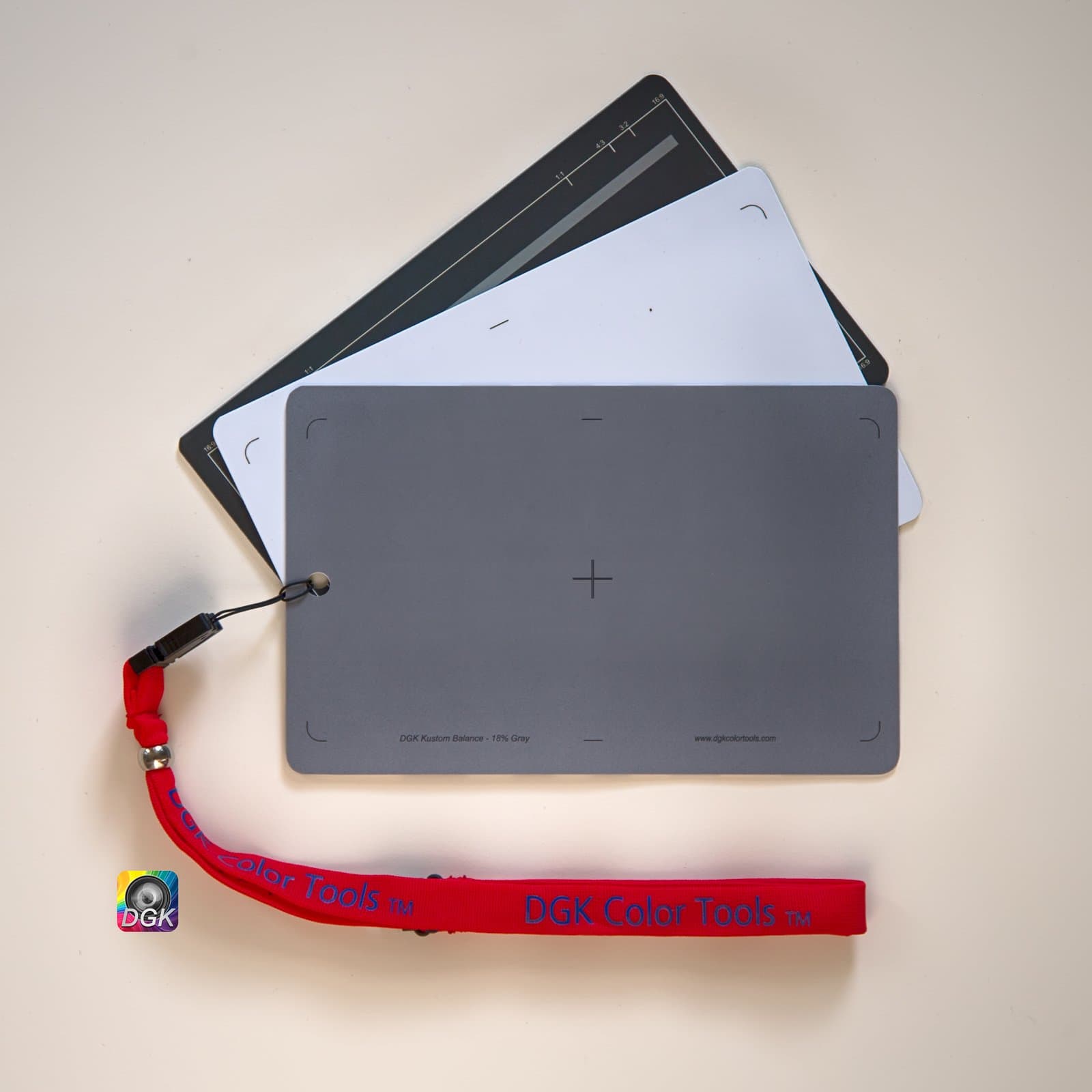 DGK Color Tools DGK-573 3 Card White Balance Set - 5" x 7" Size 18% Gray Card for Digital and Film Photography with Premium Lanyard