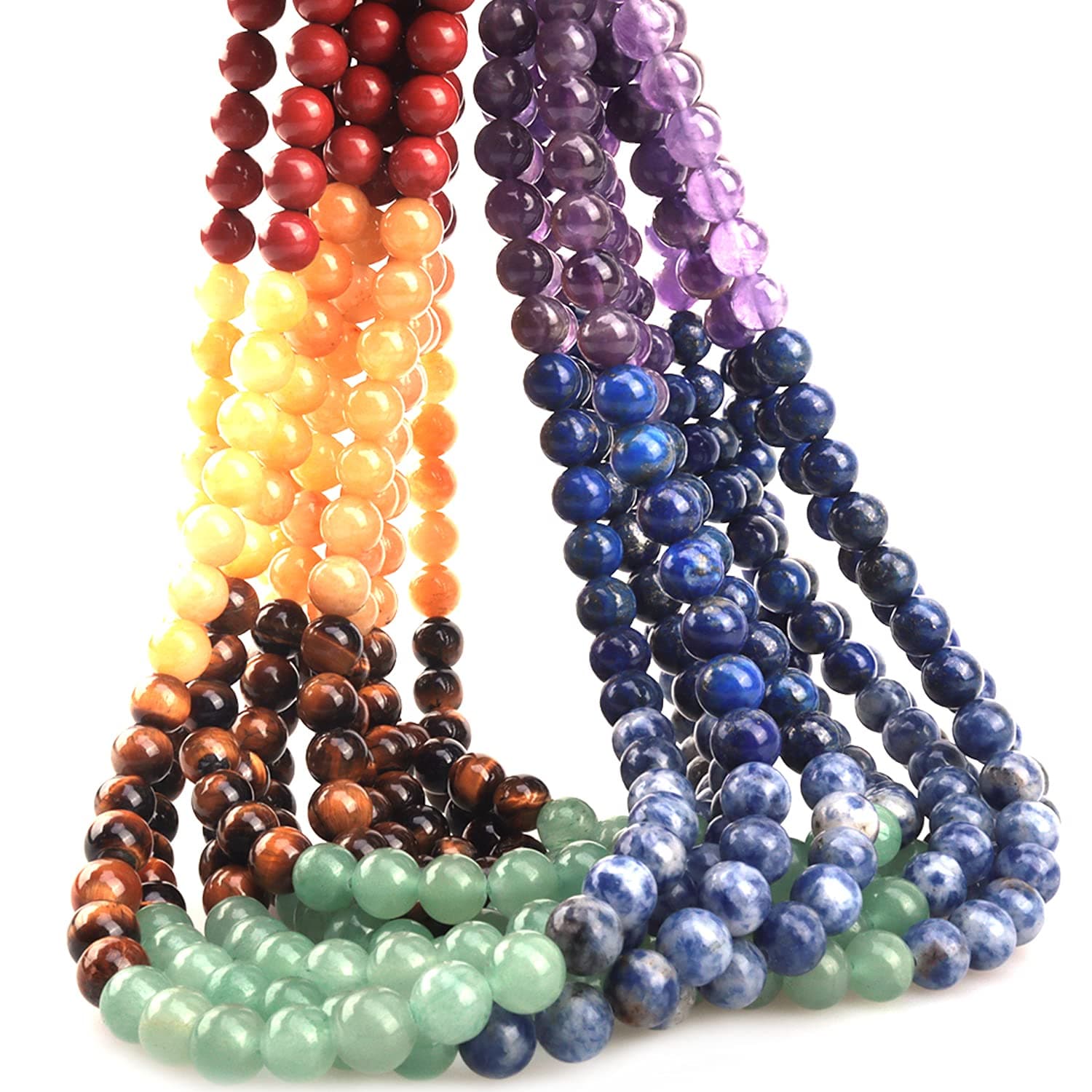 8mm Natural Colorful Stone Round Loose Stone Beads for Jewelry Making DIY Crafts Design 1 Strand 15" APPR.47-49pcs.