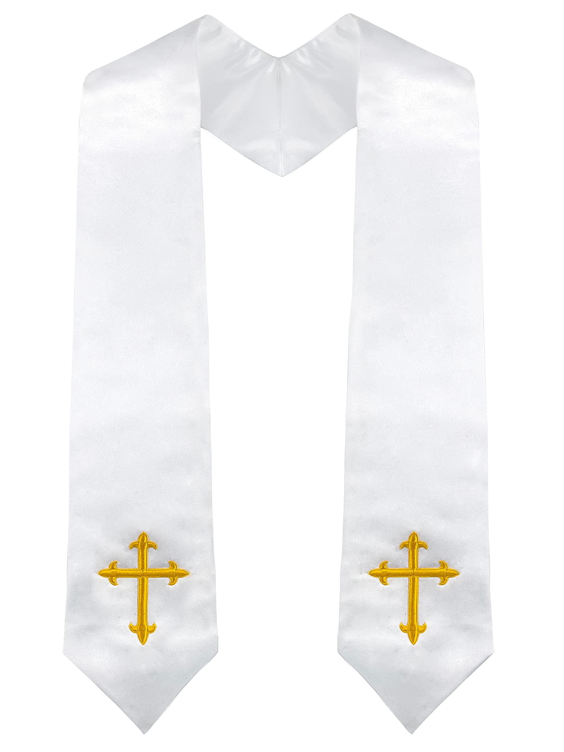 Choir Stole with Cross Embroidery for Church, Ideal for Costume,60"