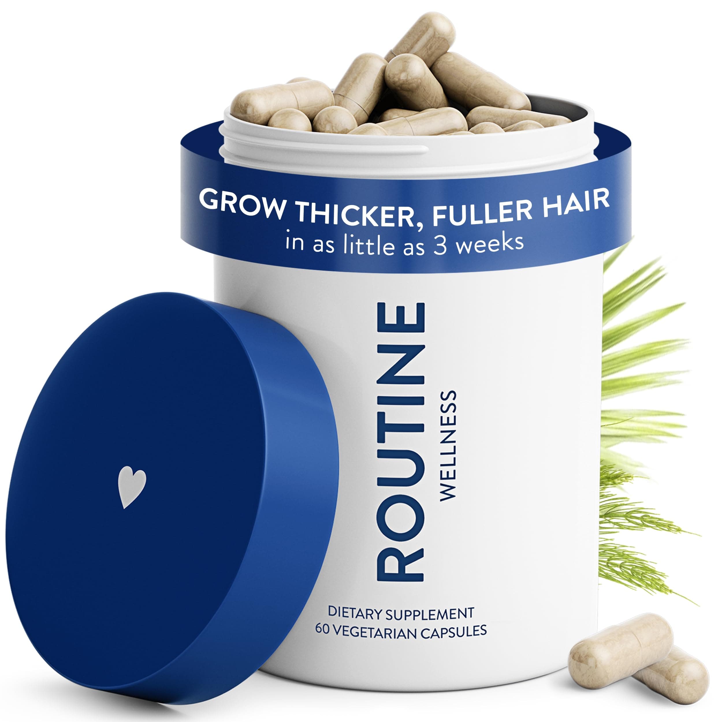 Routine Wellness Hair Growth Supplement – CLINICALLY Tested Thicker, Fuller-Looking Hair Support with Biotin & Key Nutrients, Vegetarian & Gluten-Free Vitamins - 1 Bottle, 30 Day Supply