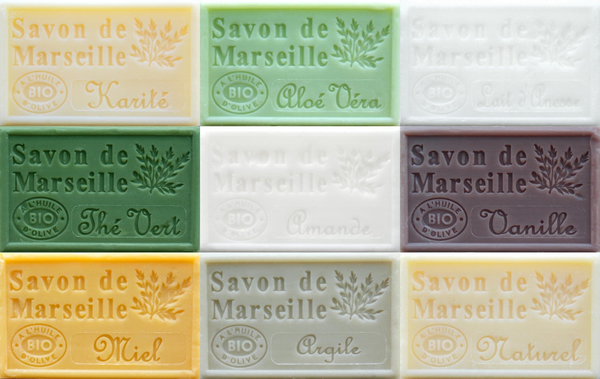 Savon de Marseille French Soaps, Boxed Set of 9 x 125g Soap Bars (Neutral Fragrances), Vegetable Soap, Plastic Free