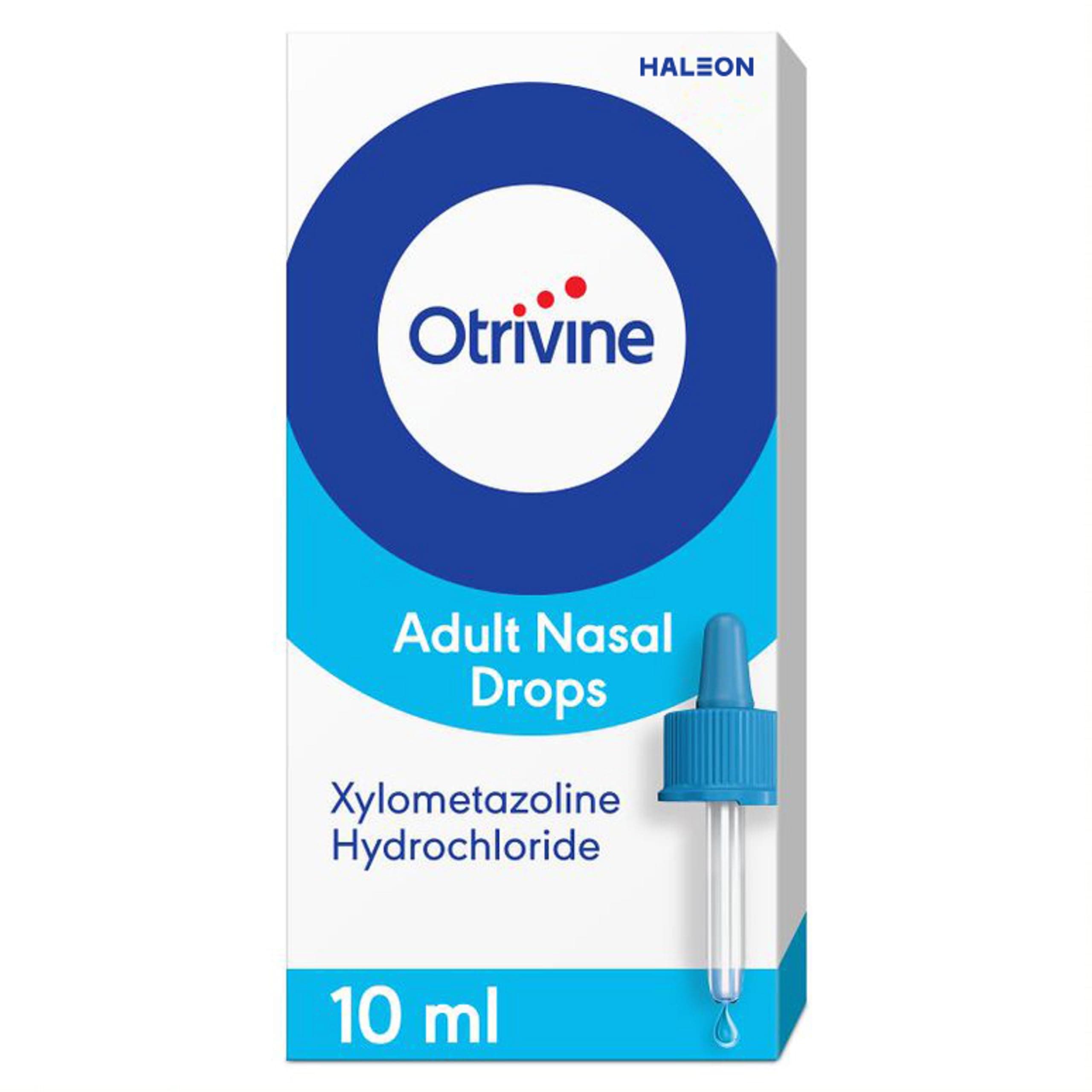 Otrivine Decongestant Adult Nasal Drops for Blocked Nose Relief in Cold and Flu, 10 ml