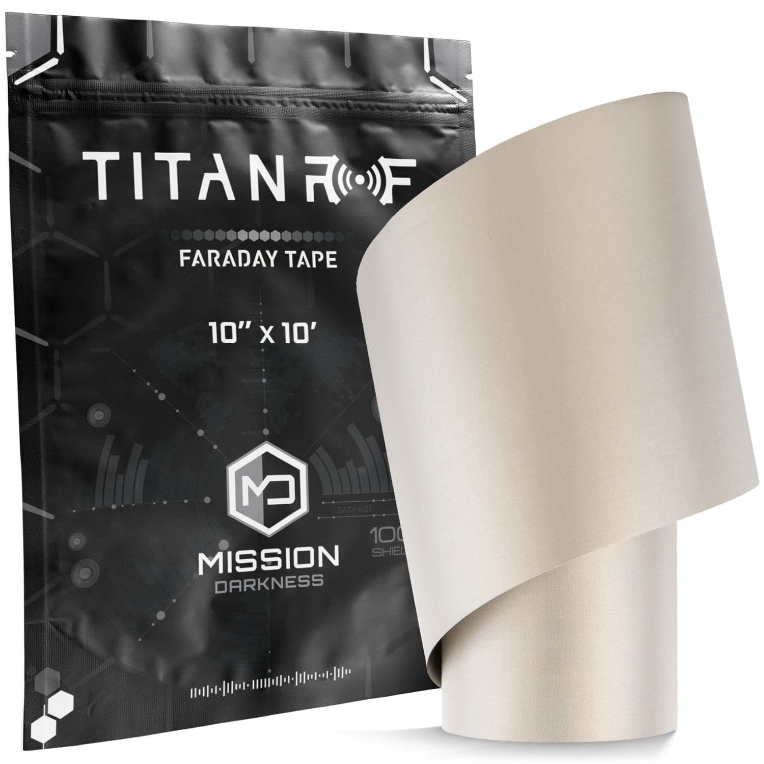 TitanRF Faraday Tape - High-Shielding Conductive Adhesive Tape // Used to Connect TitanRF Fabric Sheets or Seal RF Enclosures // 10in W x 10ft L (25.4cm x 3.05m)