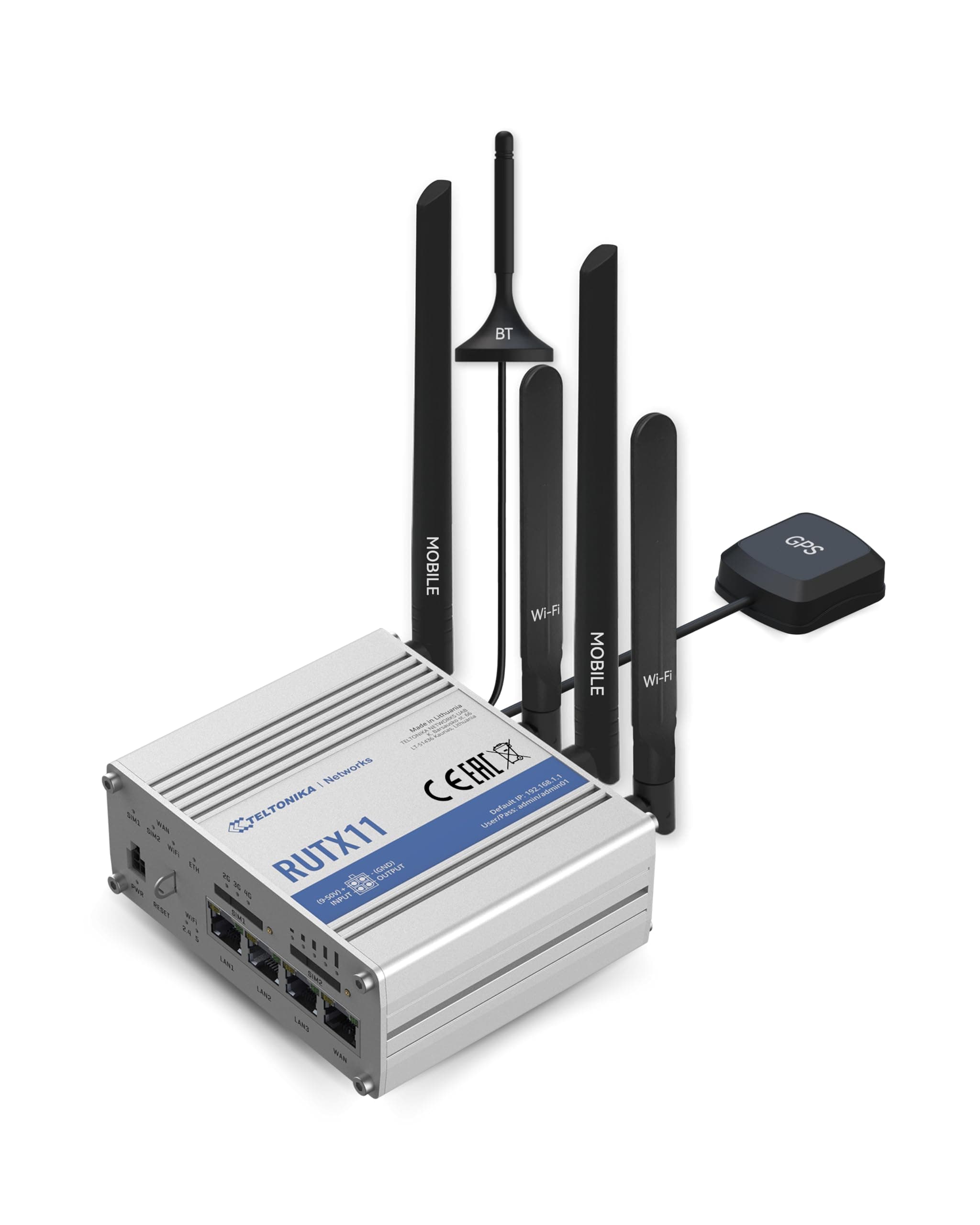 Teltonika RUTX11100400 Model RUTX11 Industrial Cellular Router; 4G LTE CAT 6; Dual SIM; WI-FI and BT; Compatible with All US Operators