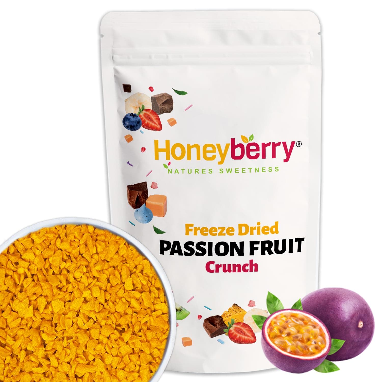 Freeze Dried Passion Fruit Crunch 1kg - Perfect for Baking, Cake Decorations, Smoothie, Yogurt, Muesli, Cereal, Porridge, Ice Cream Toppers - Freeze Dried Passionfruit Crispy Pieces