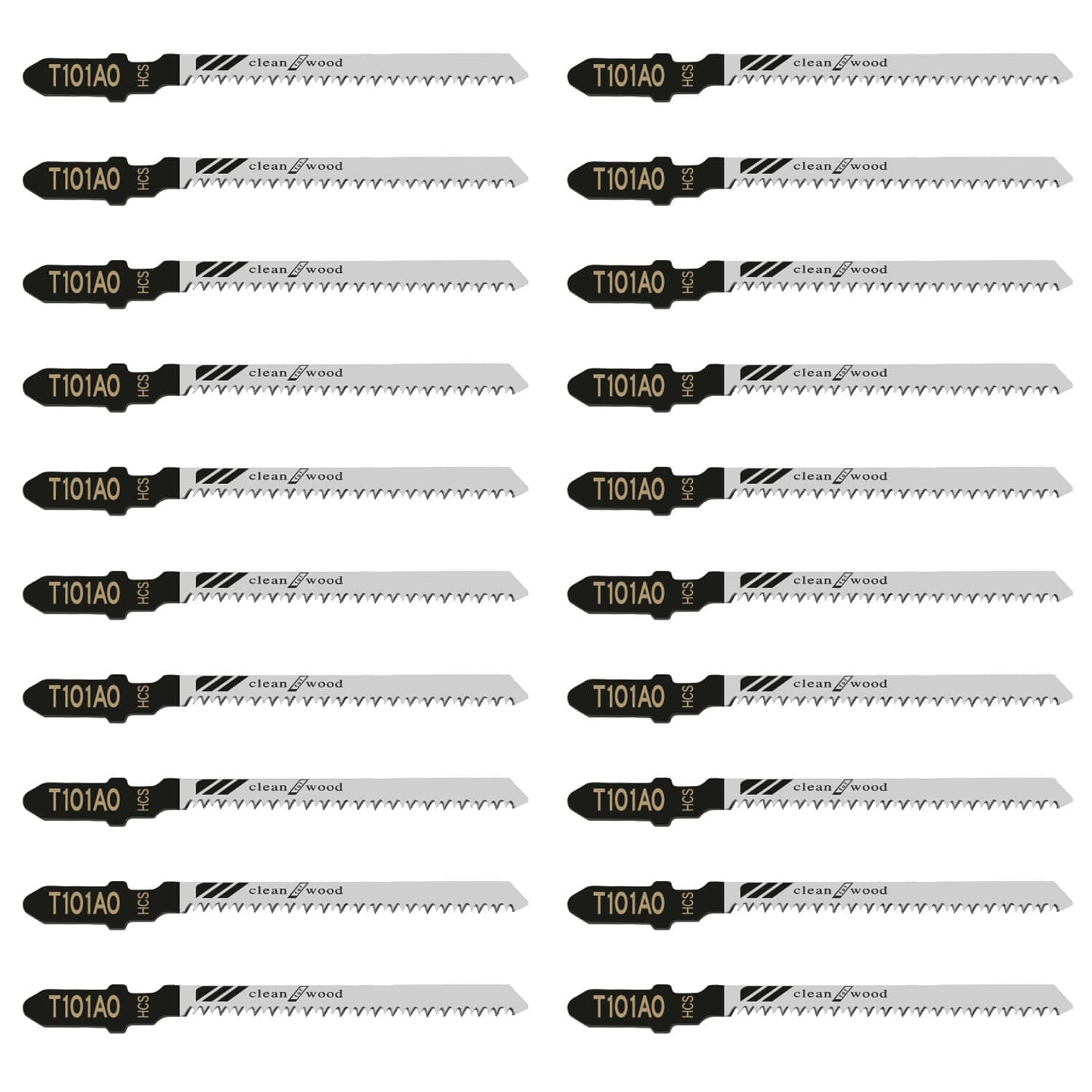 Rvetol 20Pcs T101AO Jigsaw Blades, 3 Inch 20 TPI T-Shank Contractor Jig Saw Blades Set Made with HCS Curved Fine Finish Cutting Wood Boards Plastic PVC, Compatible with Bosch Dewalt Makita