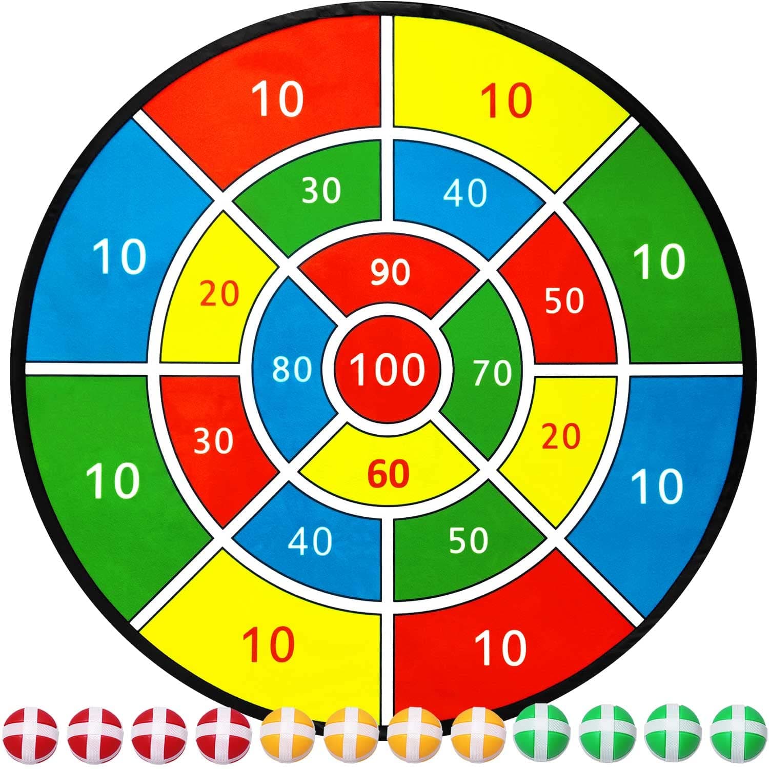 Dart Board Games for Kids,28" Large Dart Board Toys for 4, 5, 6, 7, 8, 9, 10 Years Old Boys/Girls with 12 Sticky Balls and 3 Colors,Outdoor Games Safe Toy Gifts for 3, 4, 5, 6, 7 Years Old Boys