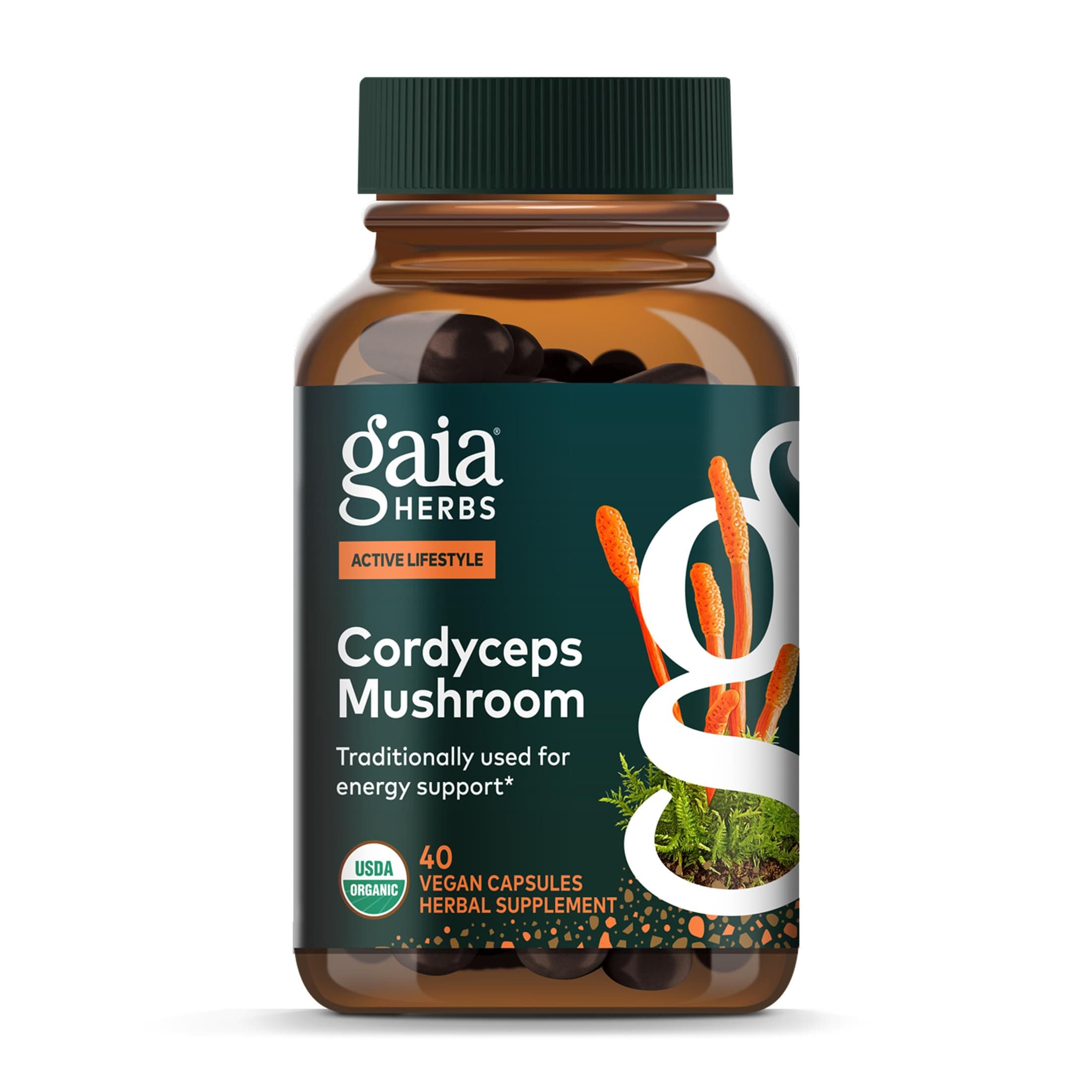 Gaia Herbs Cordyceps Mushroom - Energy Support Supplement for Sustaining Energy, Endurance, and Stamina - with Organic Cordyceps Mushroom - 40 Vegan Liquid Phyto-Capsules (40-Day Supply)