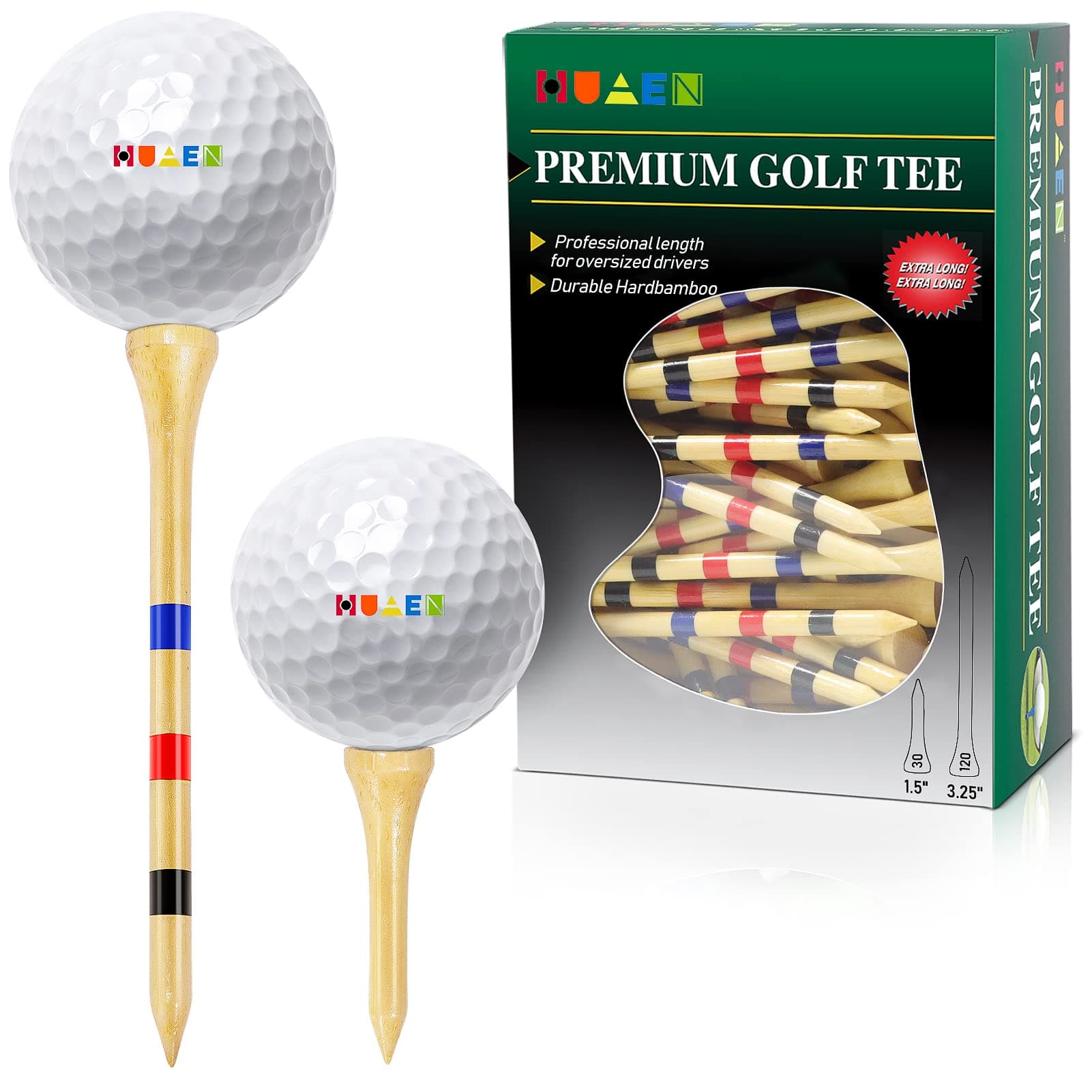 Golf Tees Bamboo Tees 150 Pack 3-1/4 Inch Unbreakable Long Tees Bulk,Low Friction and Resistance