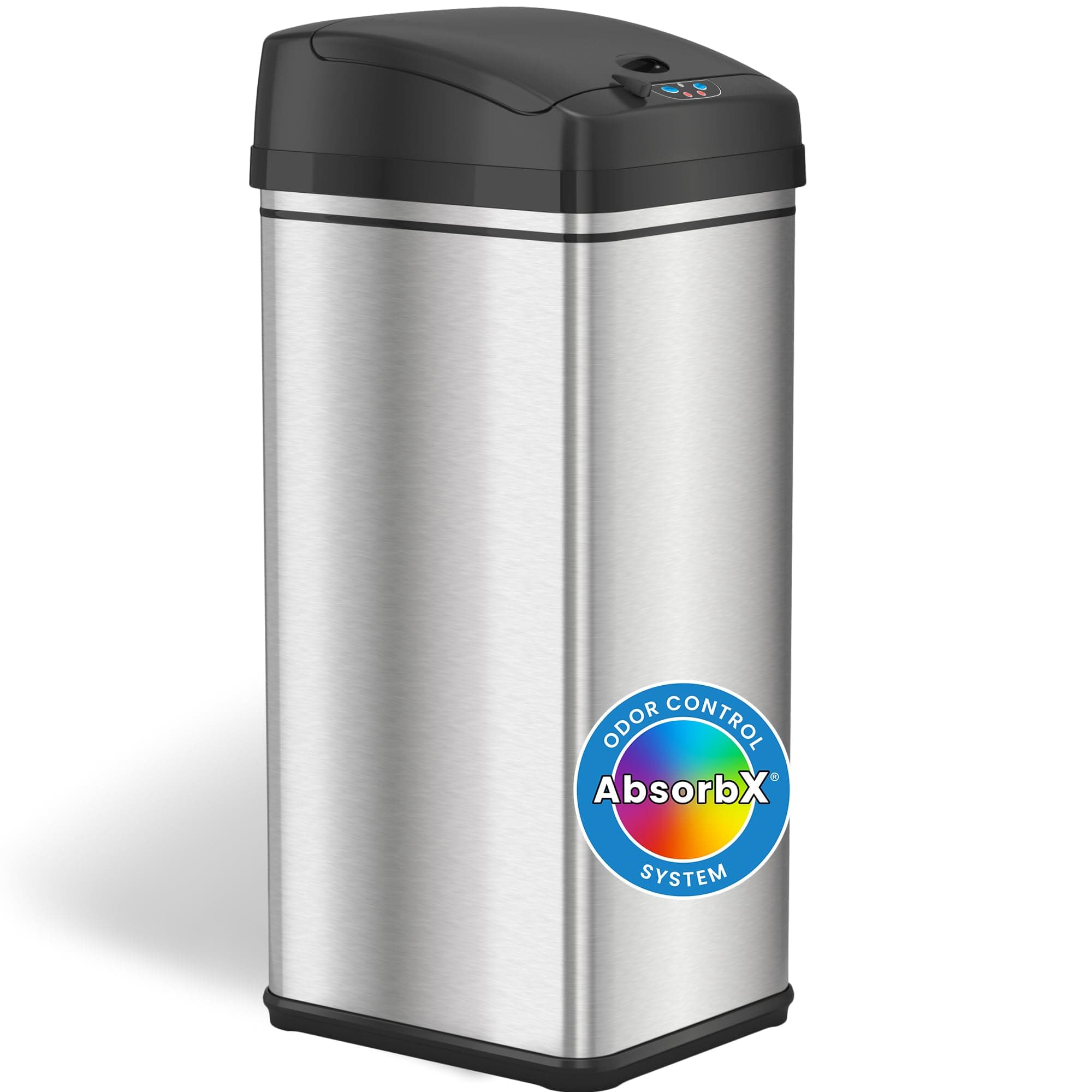 iTouchless 49 Litre Stainless Steel Automatic Dustbin with Odour Control System, Big Lid Opening Sensor Touchless Kitchen Wastebin (Base Version - No AC Adapter)