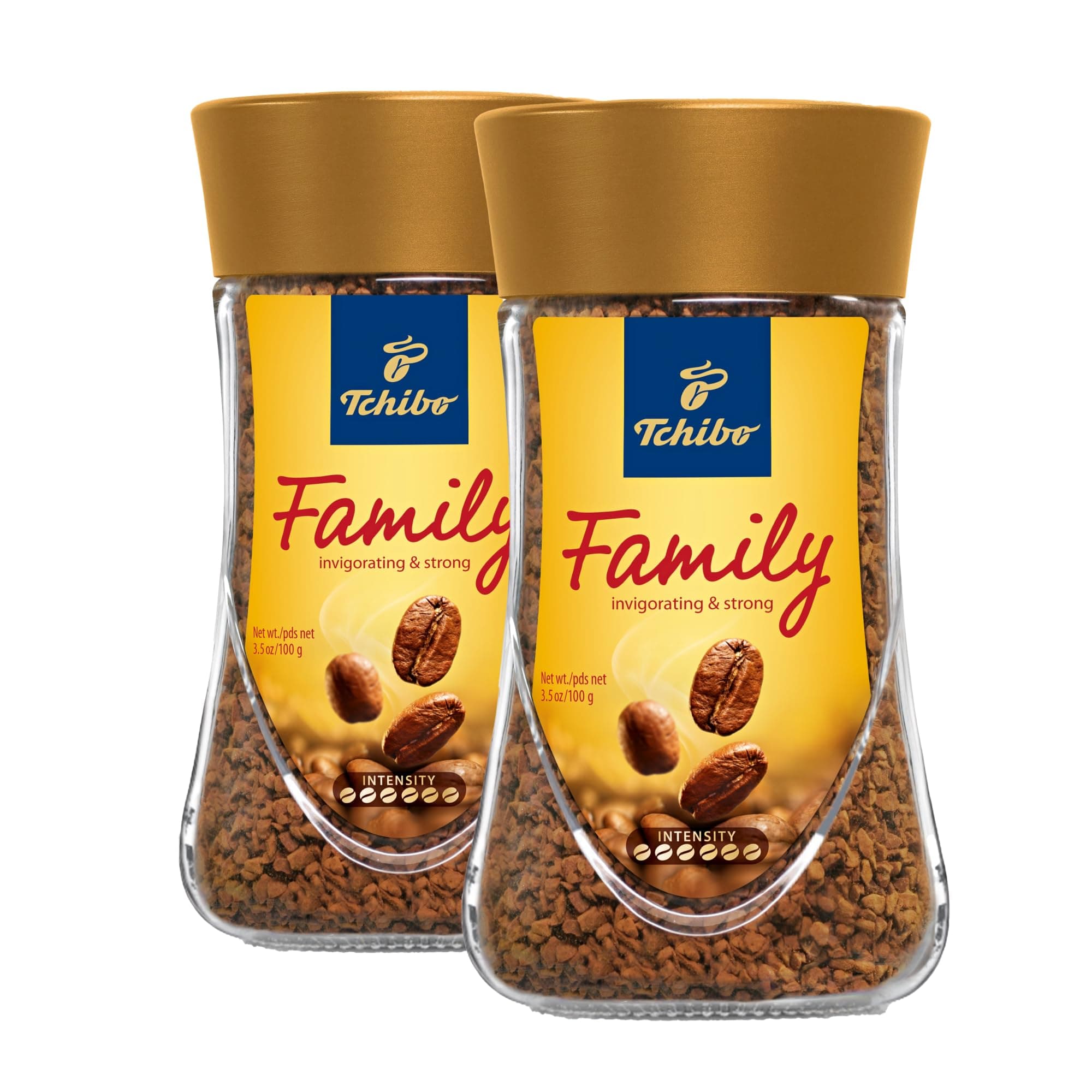 Instant Coffee - Made of Medium-Roasted Arabica and Robusta Beans for an Invigorating Taste and Strong Aroma - 6/6 Intensity, 1/6 Acidity, 3/6 Roast Level - 2 x 7.05 oz