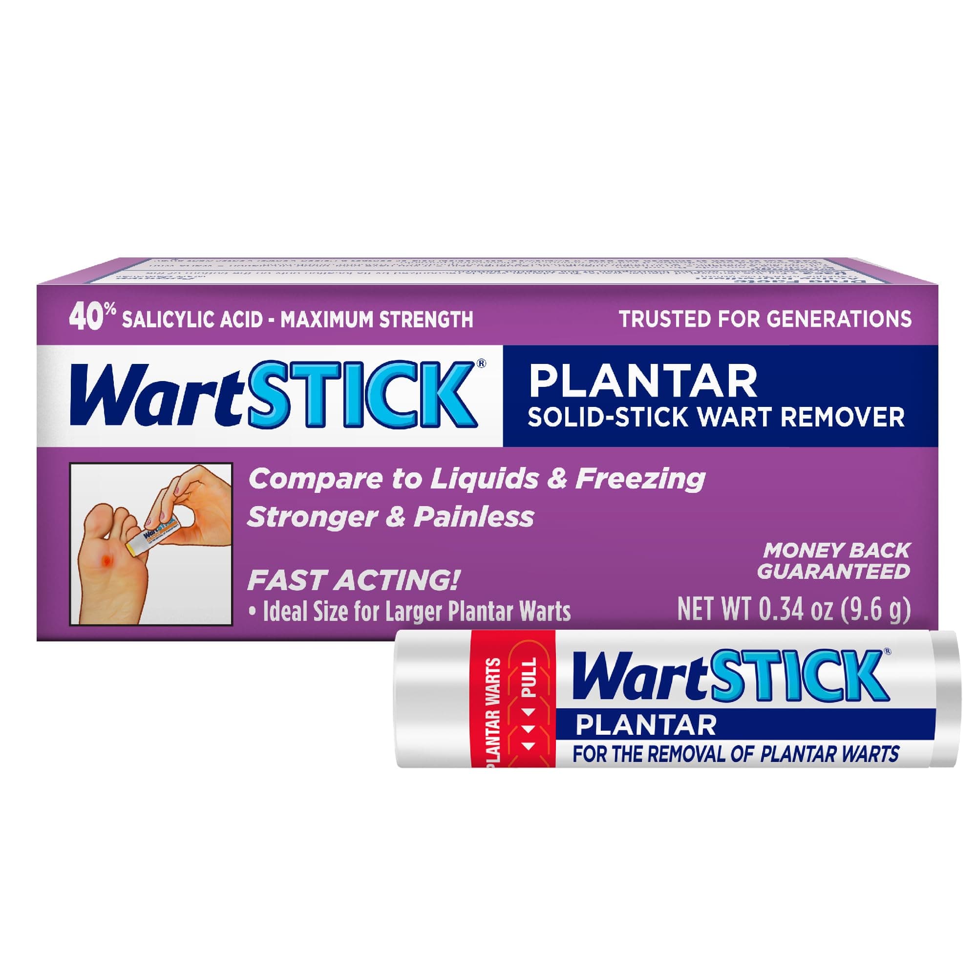 WartStick Plantar Maximum Strength Salicylic Acid Solid-Stick Plantar Wart Remover, 0.34 Oz