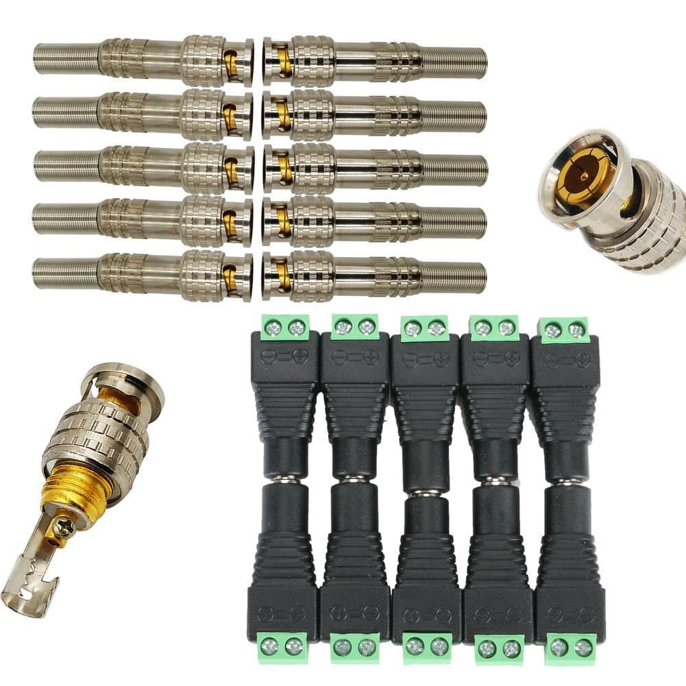 Igreeman 4 Pair Passive Video Balun BNC to RJ45 Adapter with Power 1080P-8MP Analog Camera Network Transceiver Cat5e/Cat6 to BNC Connector - Compact