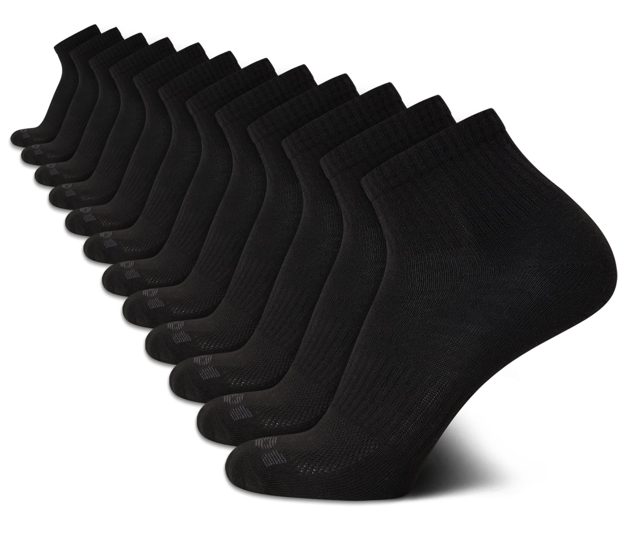 Mens Quarter Socks - 12 Pack Lightweight Athletic Quarter Length Ankle Socks for Men for Sports, Running (Sizes: 6-12.5)