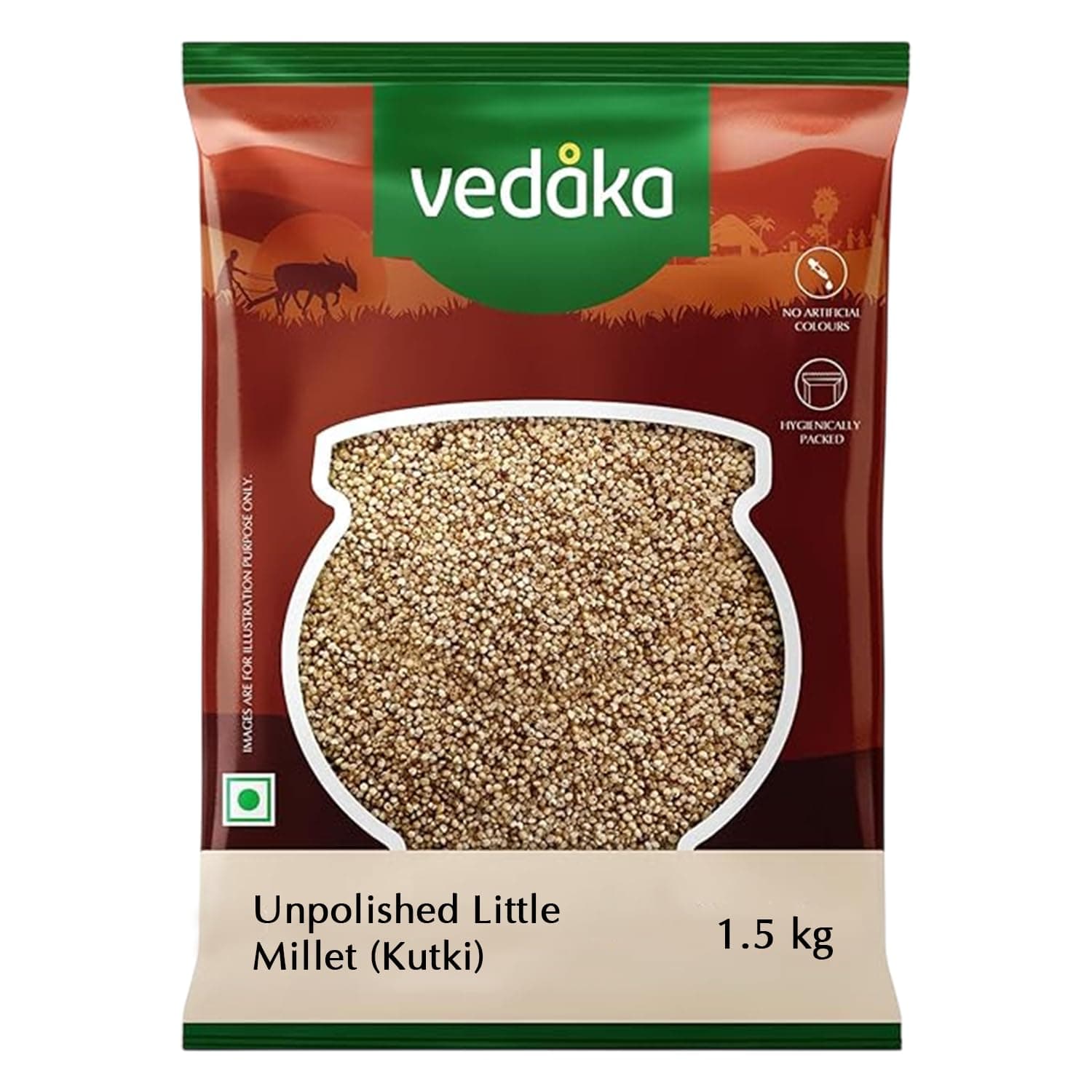 Amazon Brand - Vedaka Unpolished Little Millet | 1.5 Kg | Kutki/Samai/Same/Samulu/Chama