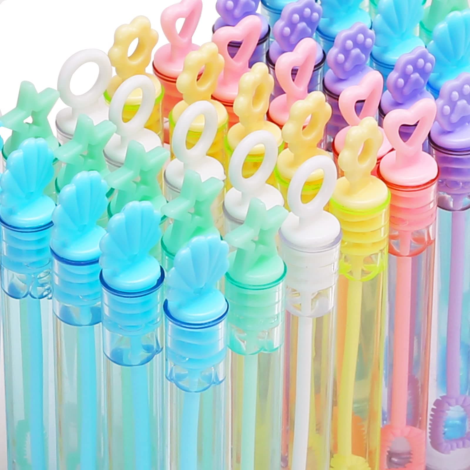MAPIXO 30 Pack Mini Bubble Wands(6 Style, 6 Colors), Bulk Bubble Party Favors, Goody Bags for Kid, Great Summer Outdoor Indoor Toys Gifts for Boy Girl, Valentine Christmas Party Supplies
