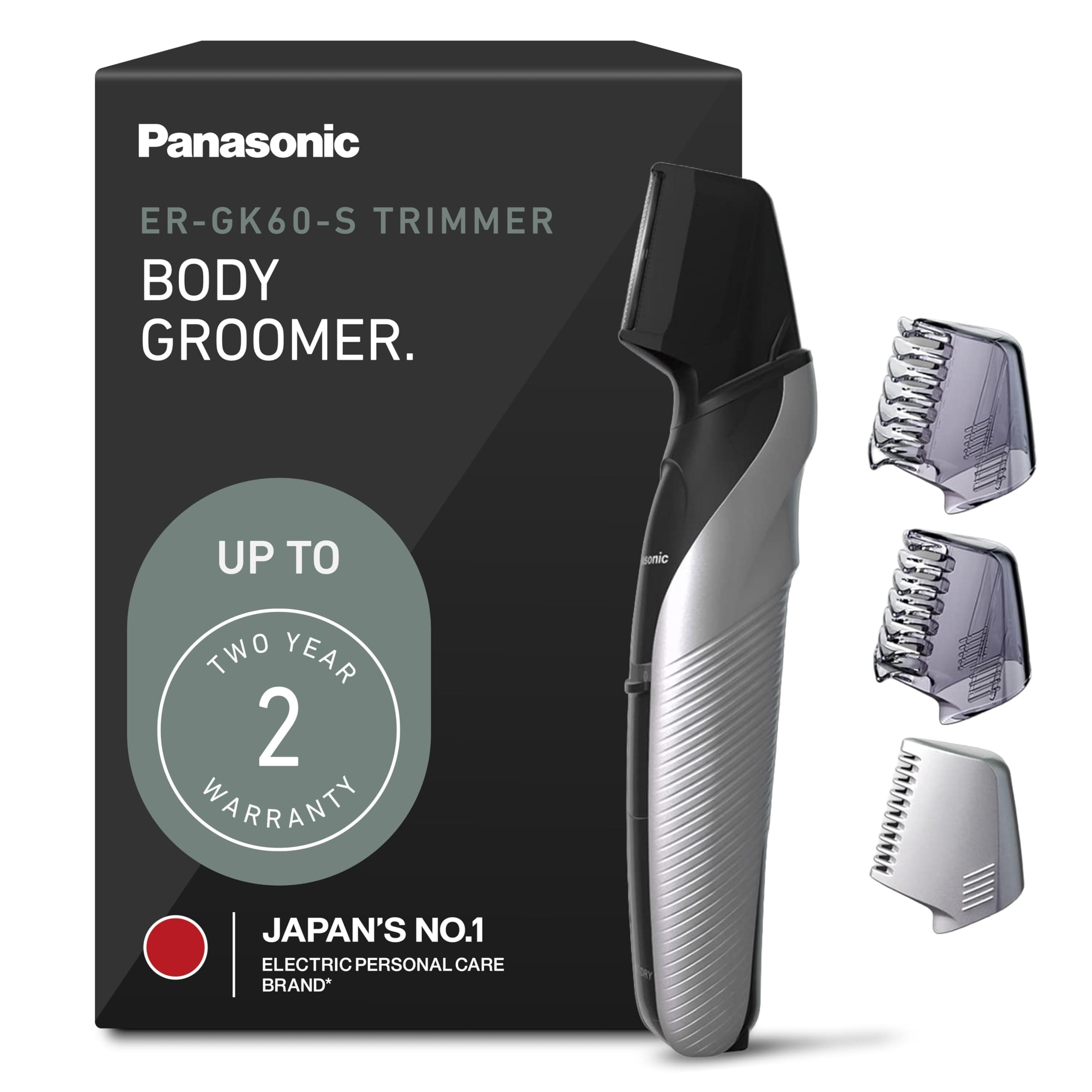 Electric Body Groomer and Trimmer for Men, Cordless Washable Wet Dry Groomer with 3 Comb Attachments, Black ER-GK60-S