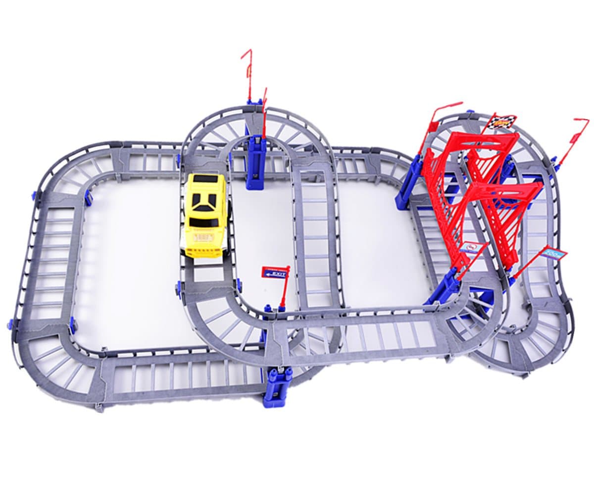 MEYALL Flexible Race Car Track Sets, Bendable Assembly Battery-Powered Car Toys, Train Tracks Railways Slots for Boys Girls Kids (Battery Not Included)