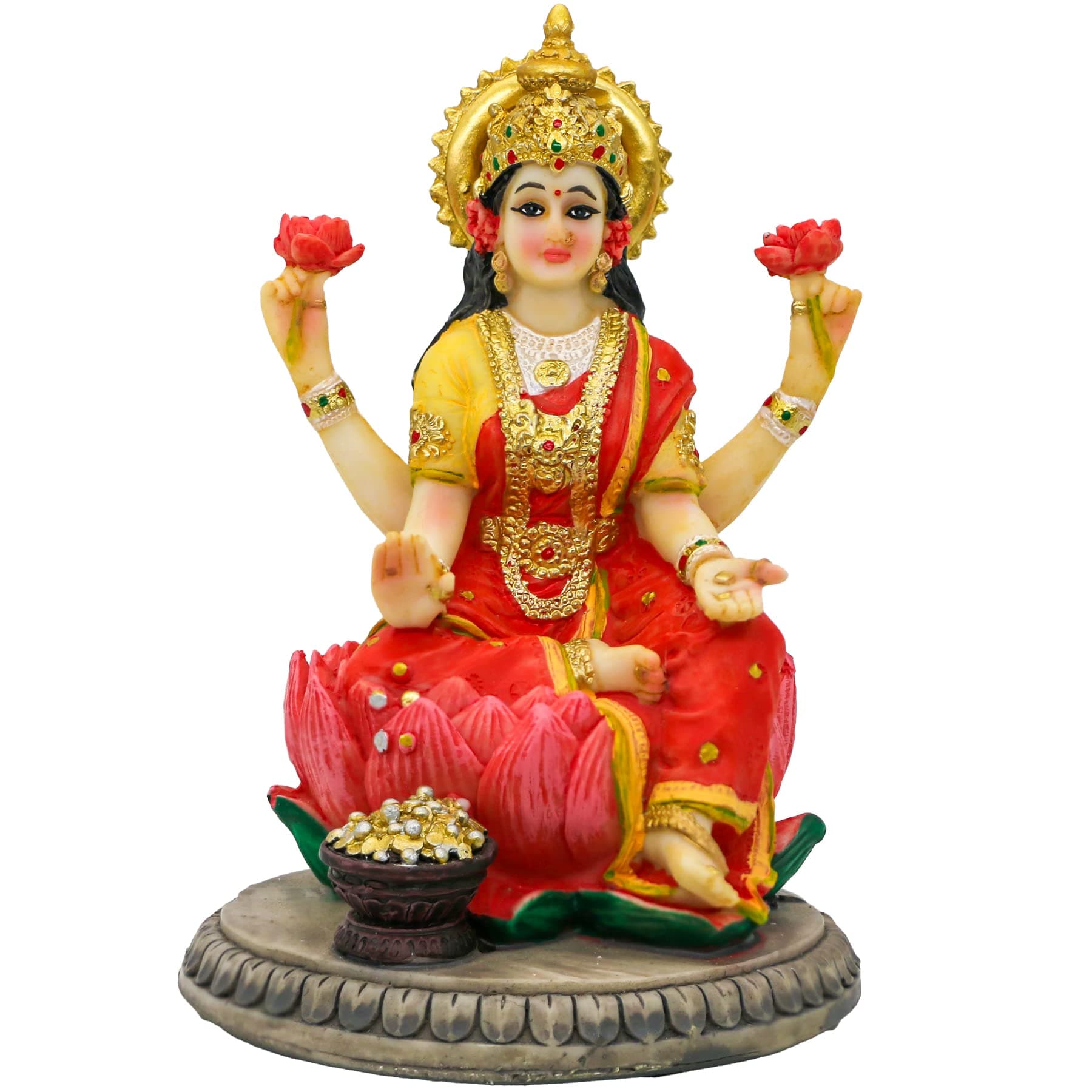 alikiki Indian Goddess Lakshmi Statue Figurine - 5.3”H Lakshmi Idols Statue Murti Laxmi Staue Home Office Temple Mandir Pooja Item Diwali Gifts Diwali Decoration for Home Spiritual Gift